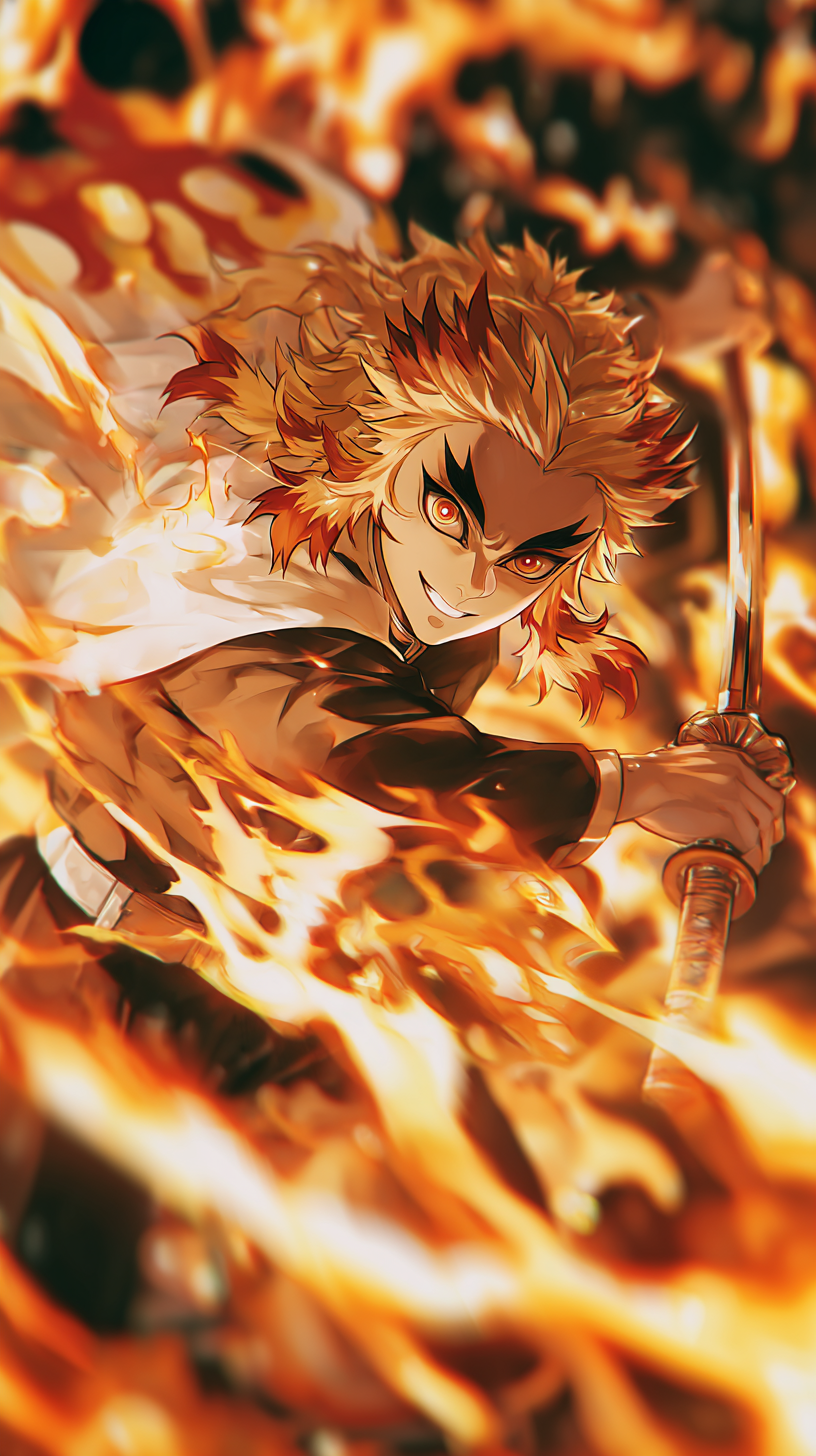 fond d'écran Rengoku Kyoujurou iphone 15 4k gratuit