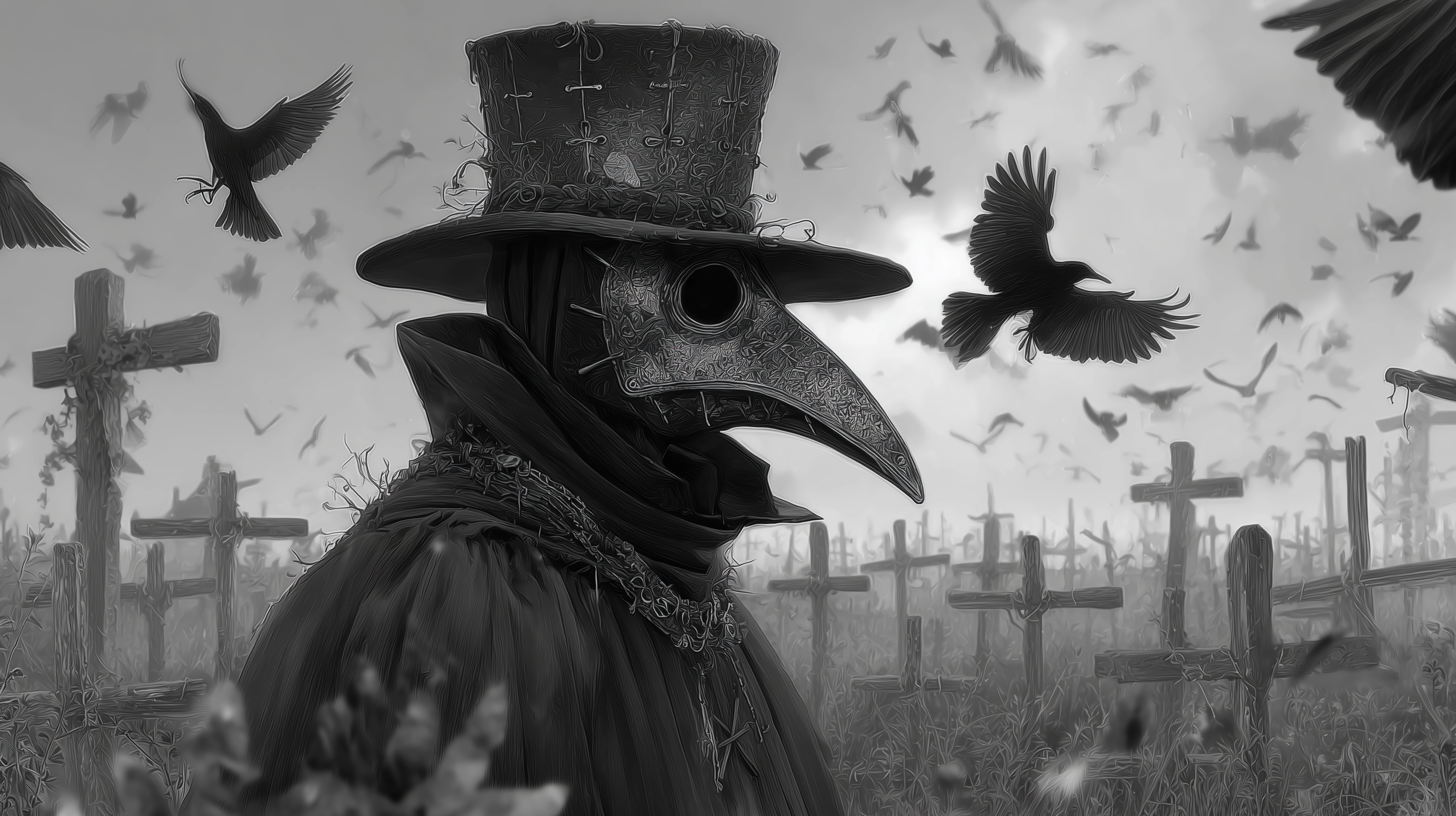 fond d'écran Plague doctor hd 1366x768 téléchargement gratuit