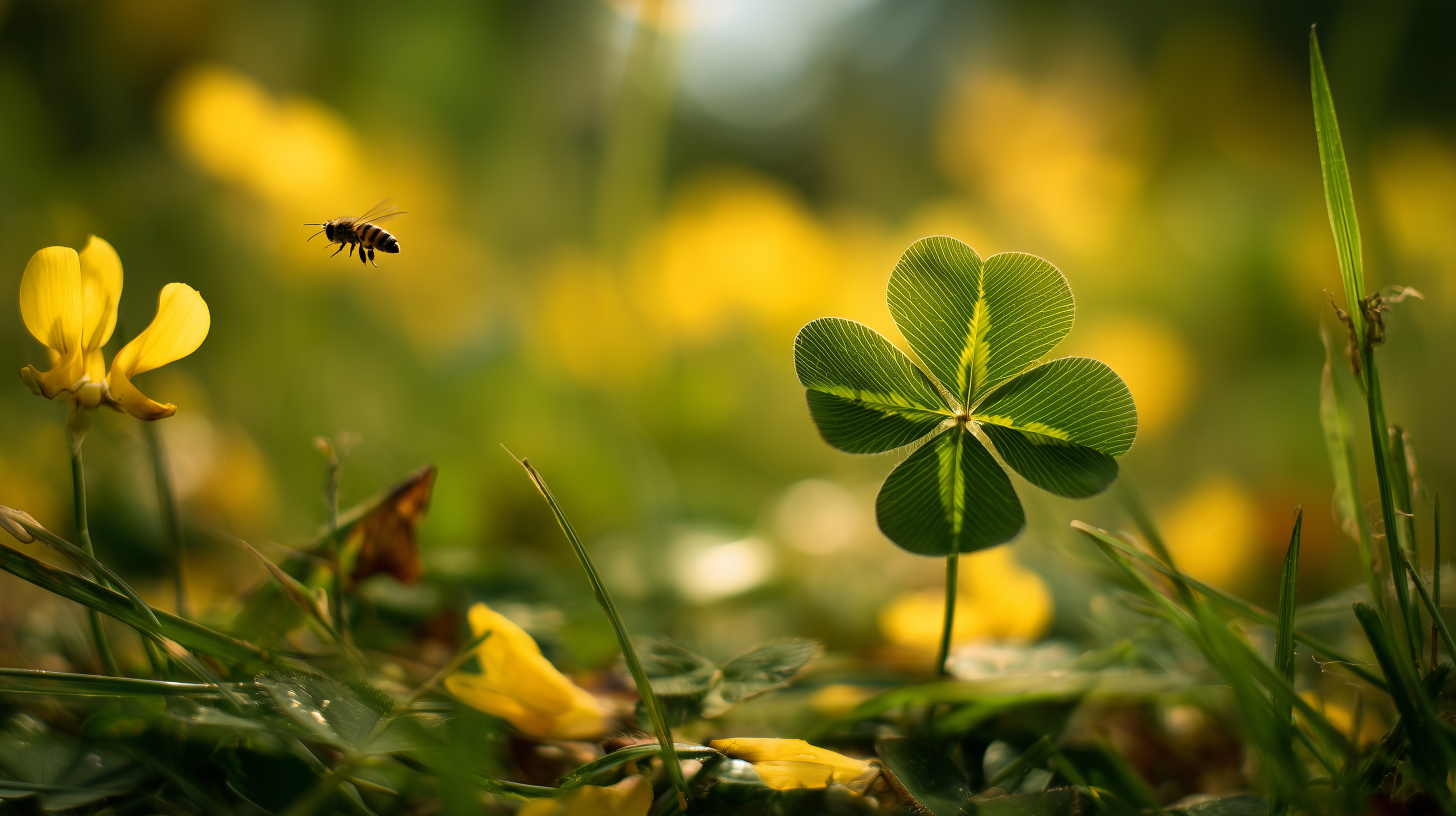 fond d'écran Trèfle à quatre feuilles 3840 x 1080 téléchargement gratuit