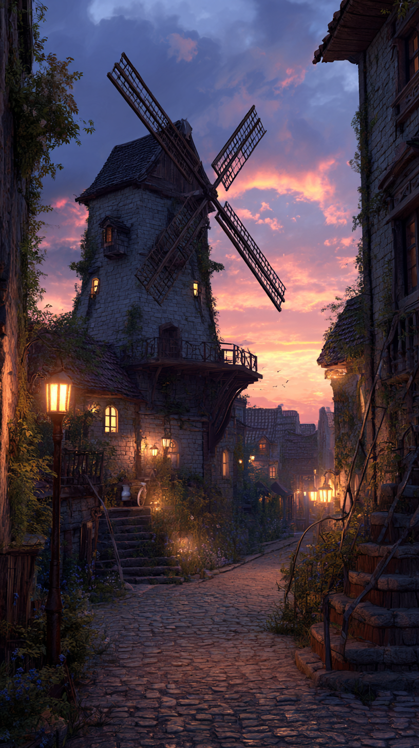 iphone fond d'écran Moulin à vent kawaii gratuit