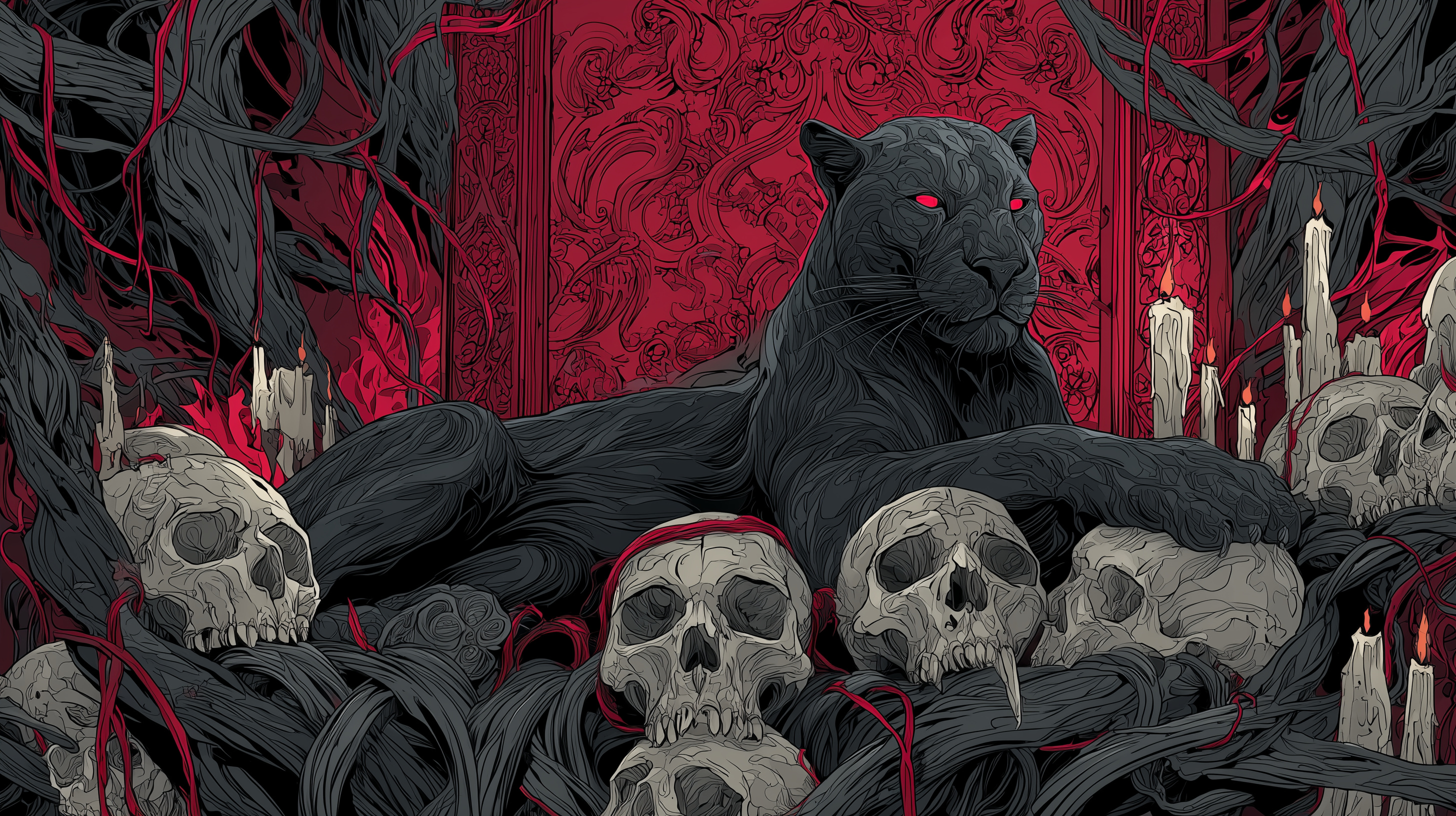 fond d'écran Panthère Noire 5120x1440 téléchargement gratuit