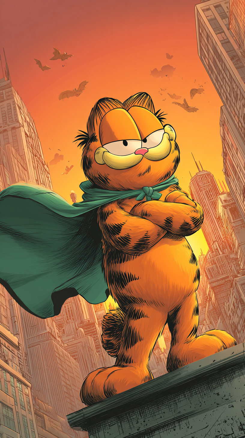 fond d'écran Garfield iphone 15 4k télécharger gratuit