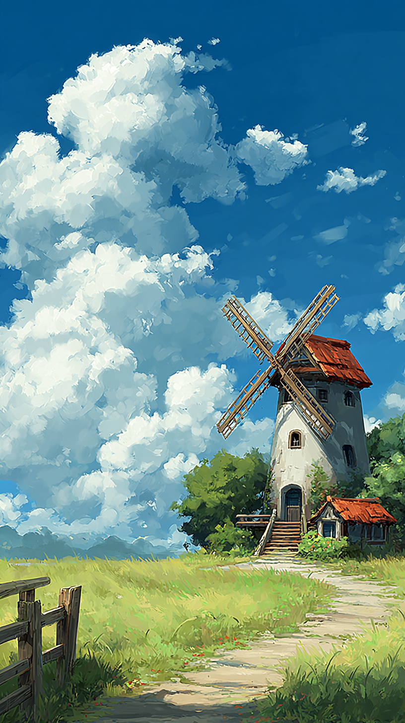 fond d'écran Moulin à vent iphone ios gratuit