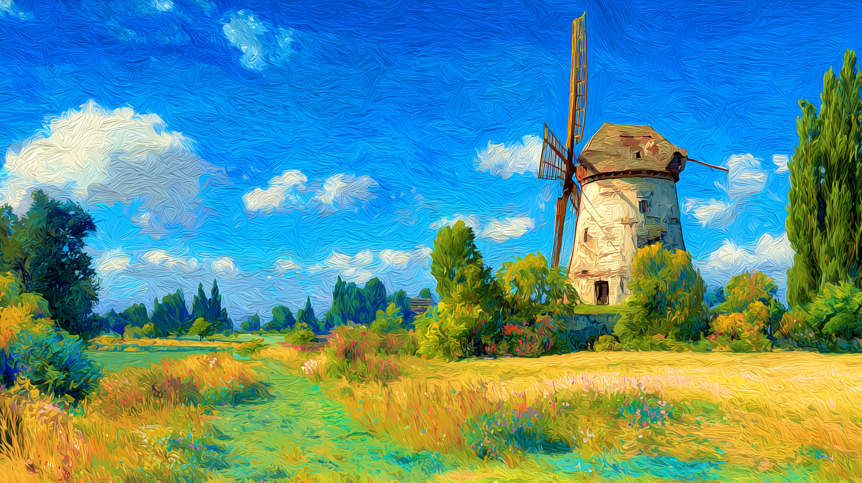 fond d'écran Moulin à vent pc 4k téléchargement gratuit