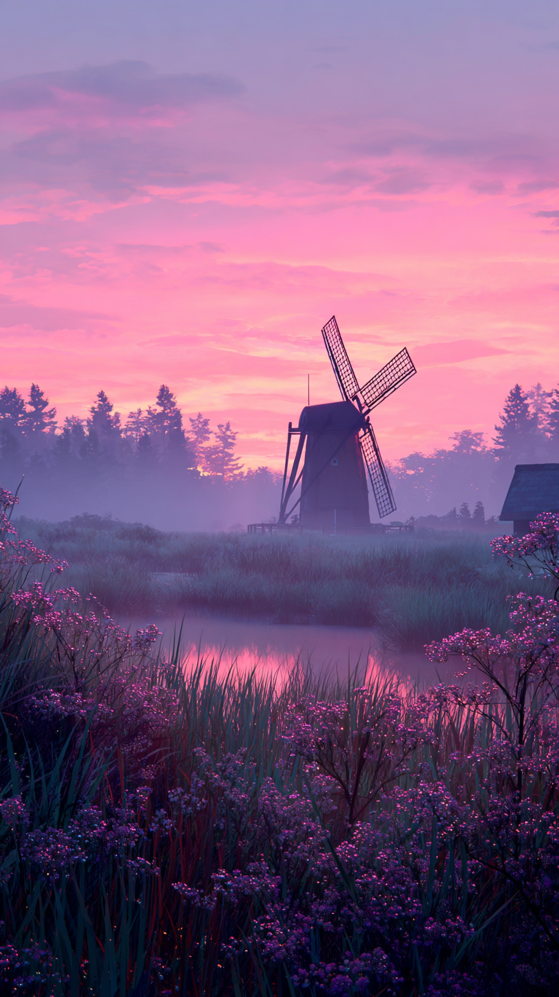 iphone fond d'écran Moulin à vent kawaii télécharger gratuit