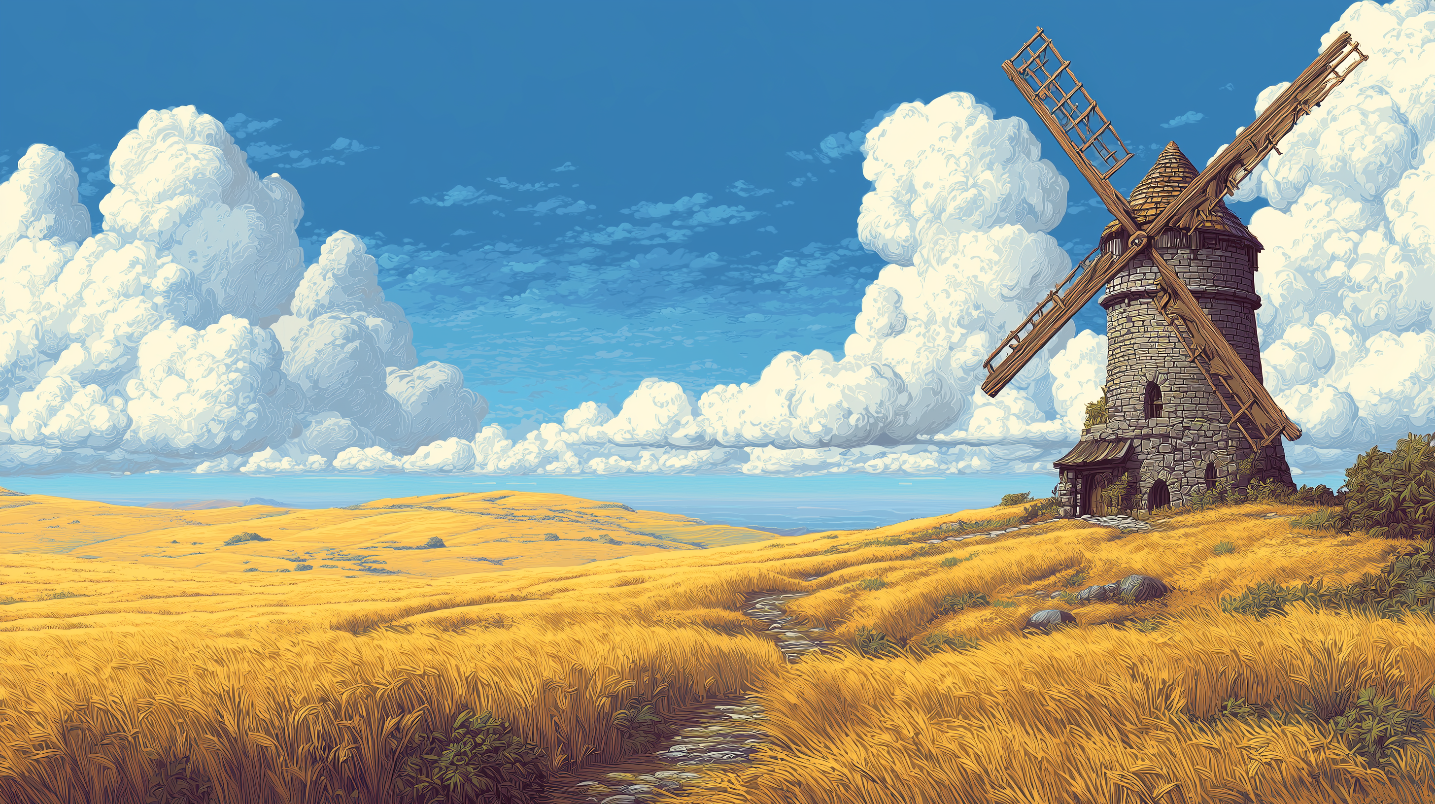 fond d'écran Moulin à vent 8k téléchargement gratuit