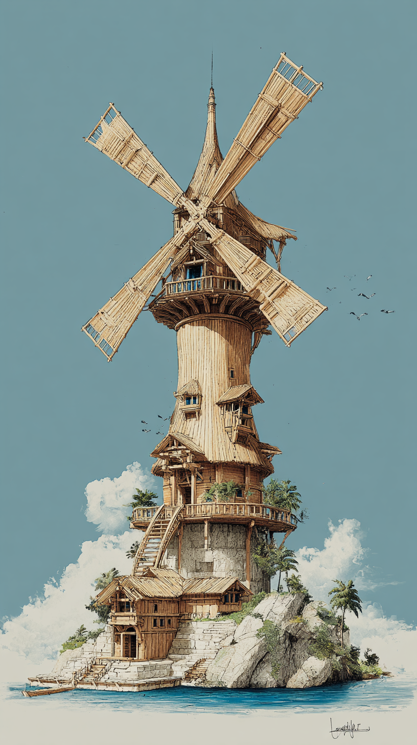 fond d'écran Moulin à vent iphone 15 4k télécharger gratuit