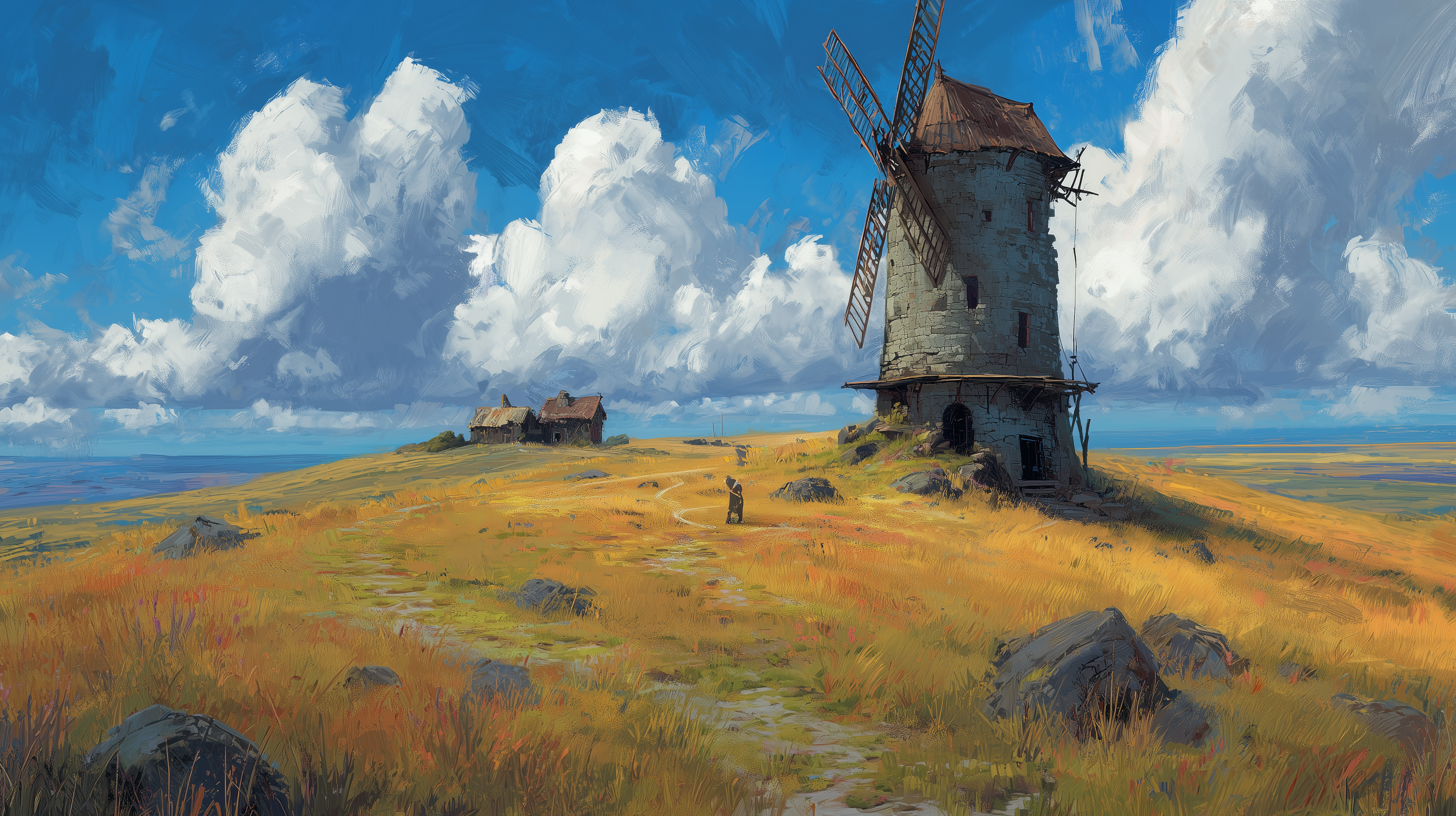 fond d'écran Moulin à vent 2560x1440 hd téléchargement gratuit