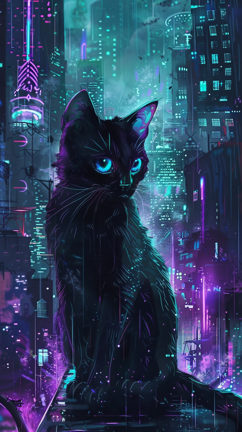 fond d'écran Chat noir de téléphone télécharger gratuit