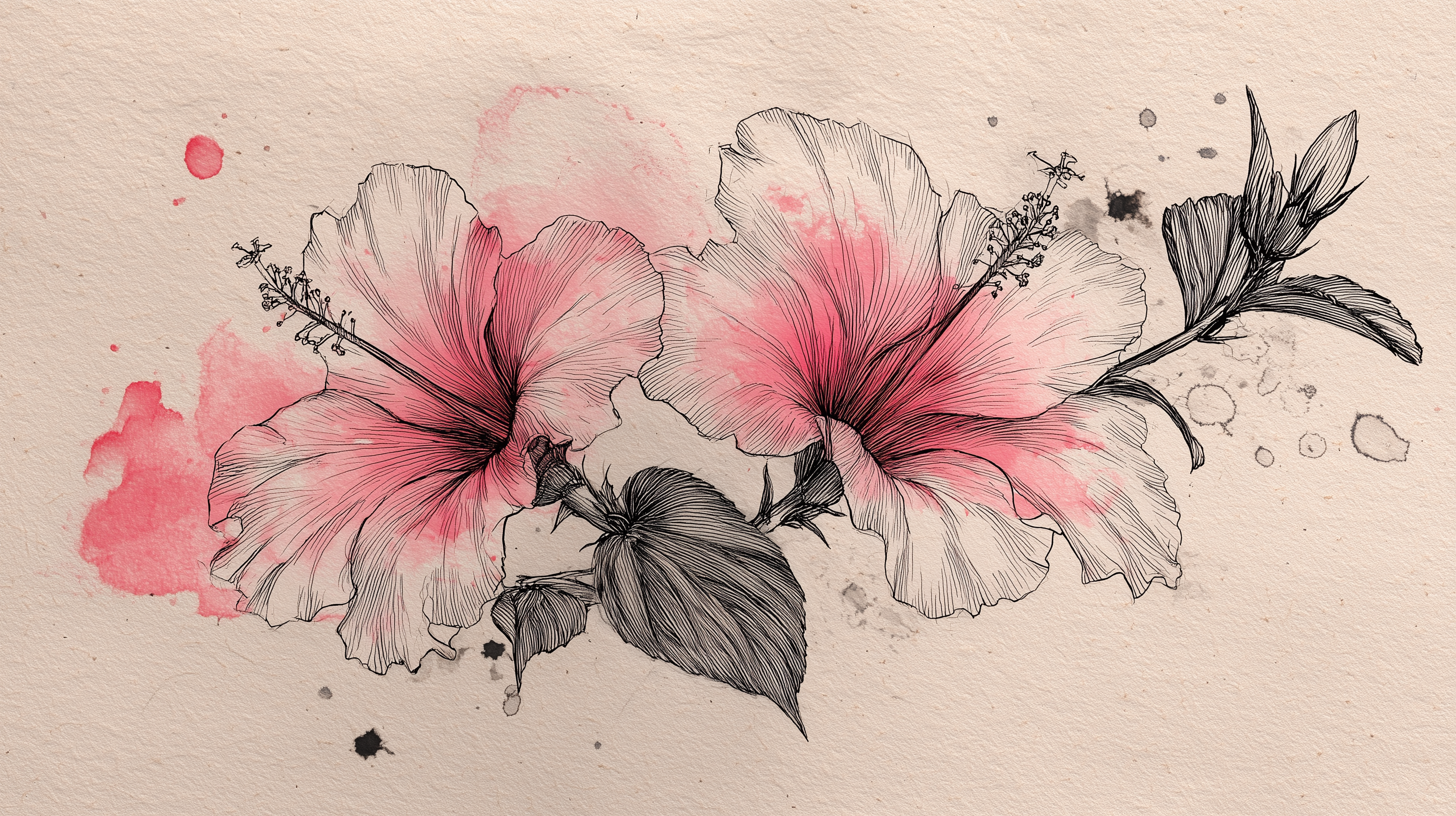 fond d'écran Hibiscus pc 3440x1440 téléchargement gratuit