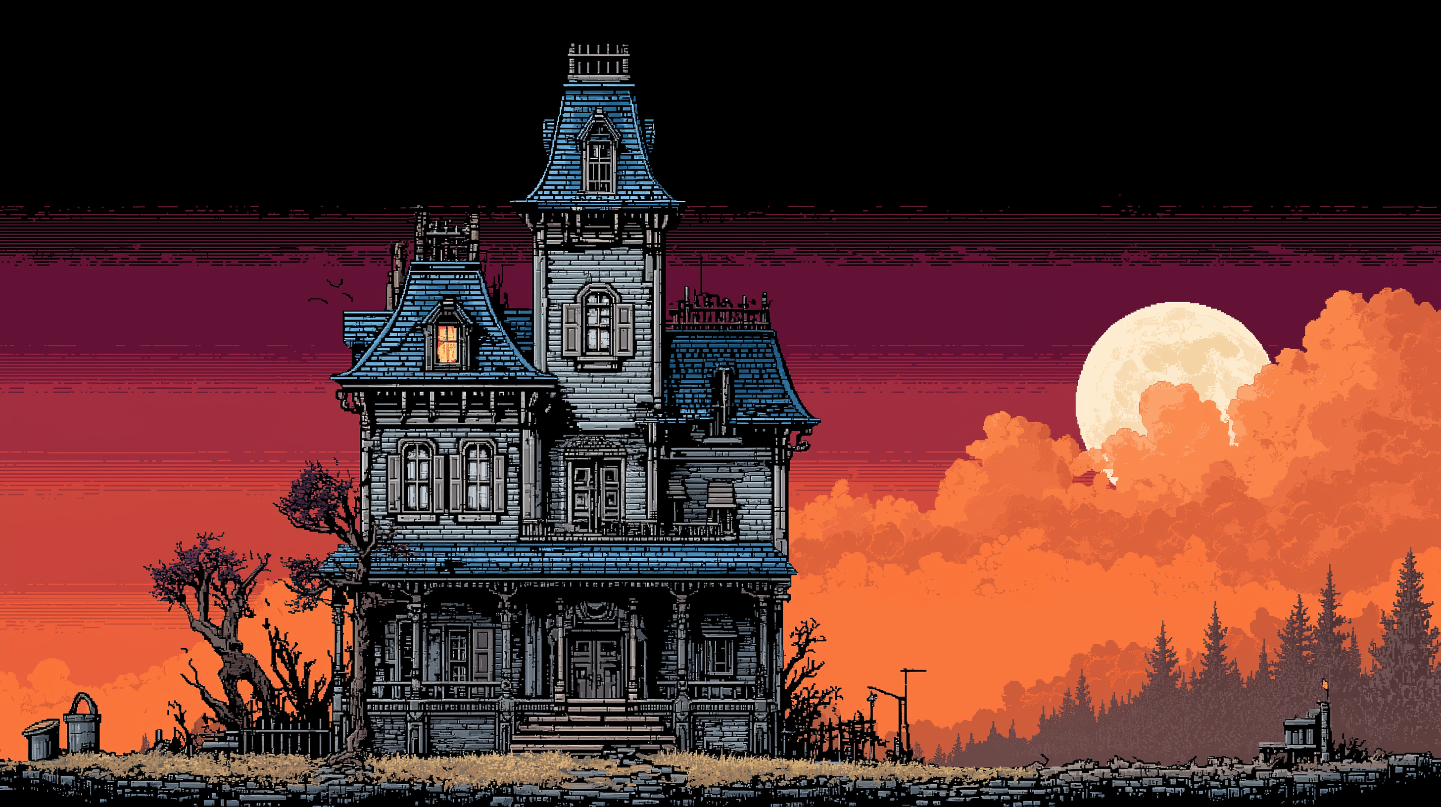 fond d'écran Maison hantée 3840 x 1080 téléchargement gratuit