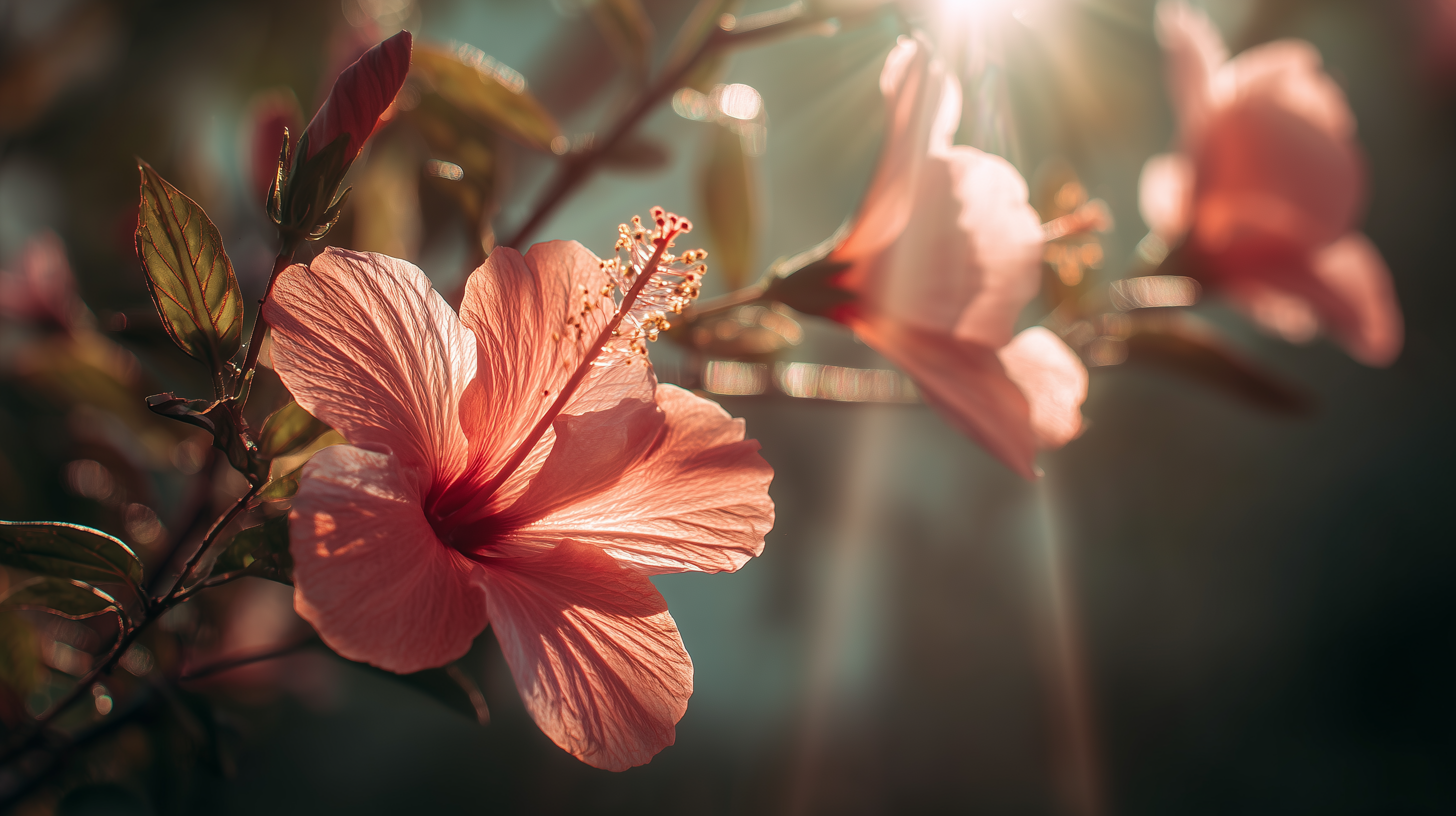 fond d'écran Hibiscus 3840 x 1080 téléchargement gratuit