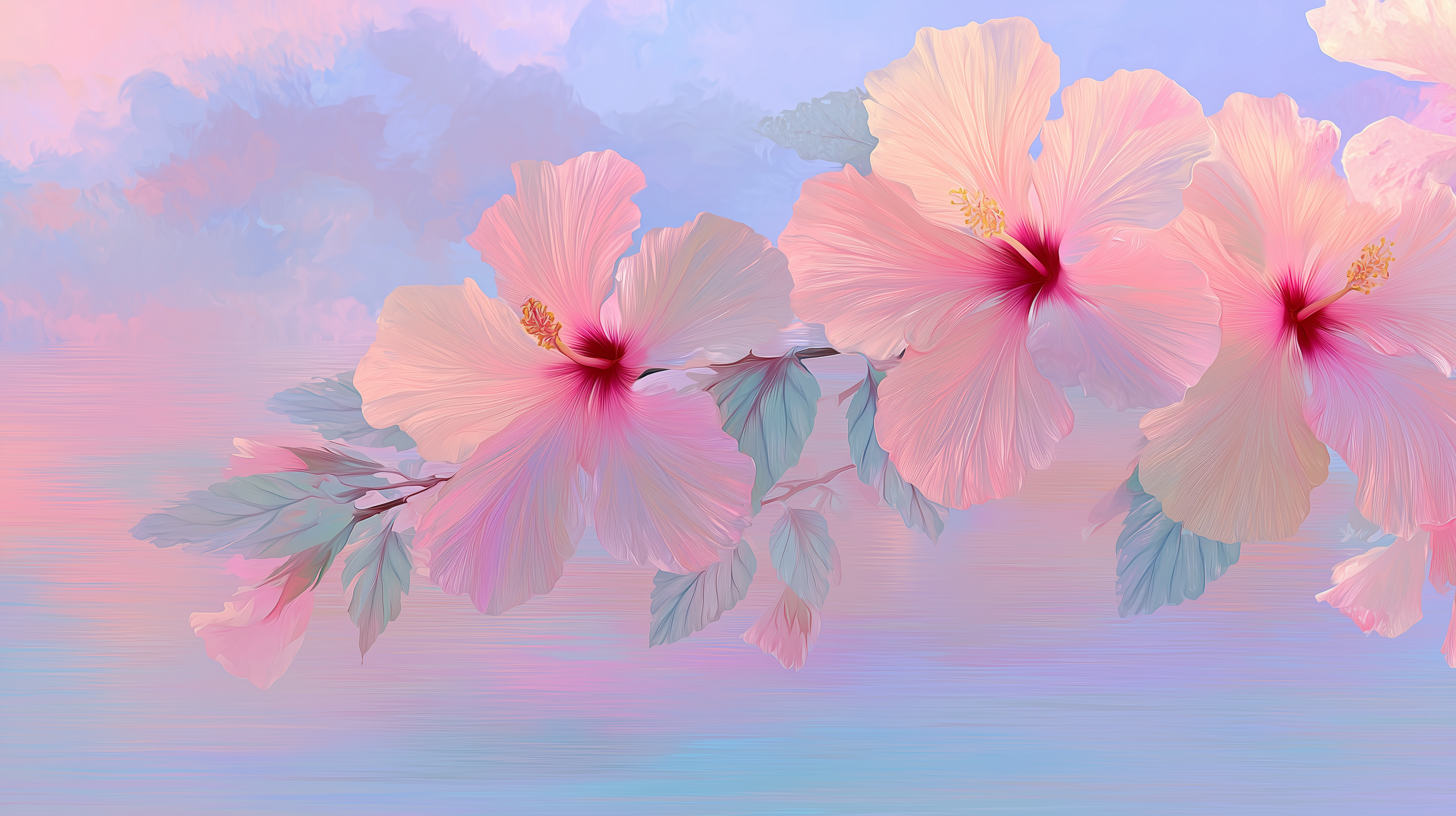 fond d'écran Hibiscus 3840x1440 téléchargement gratuit