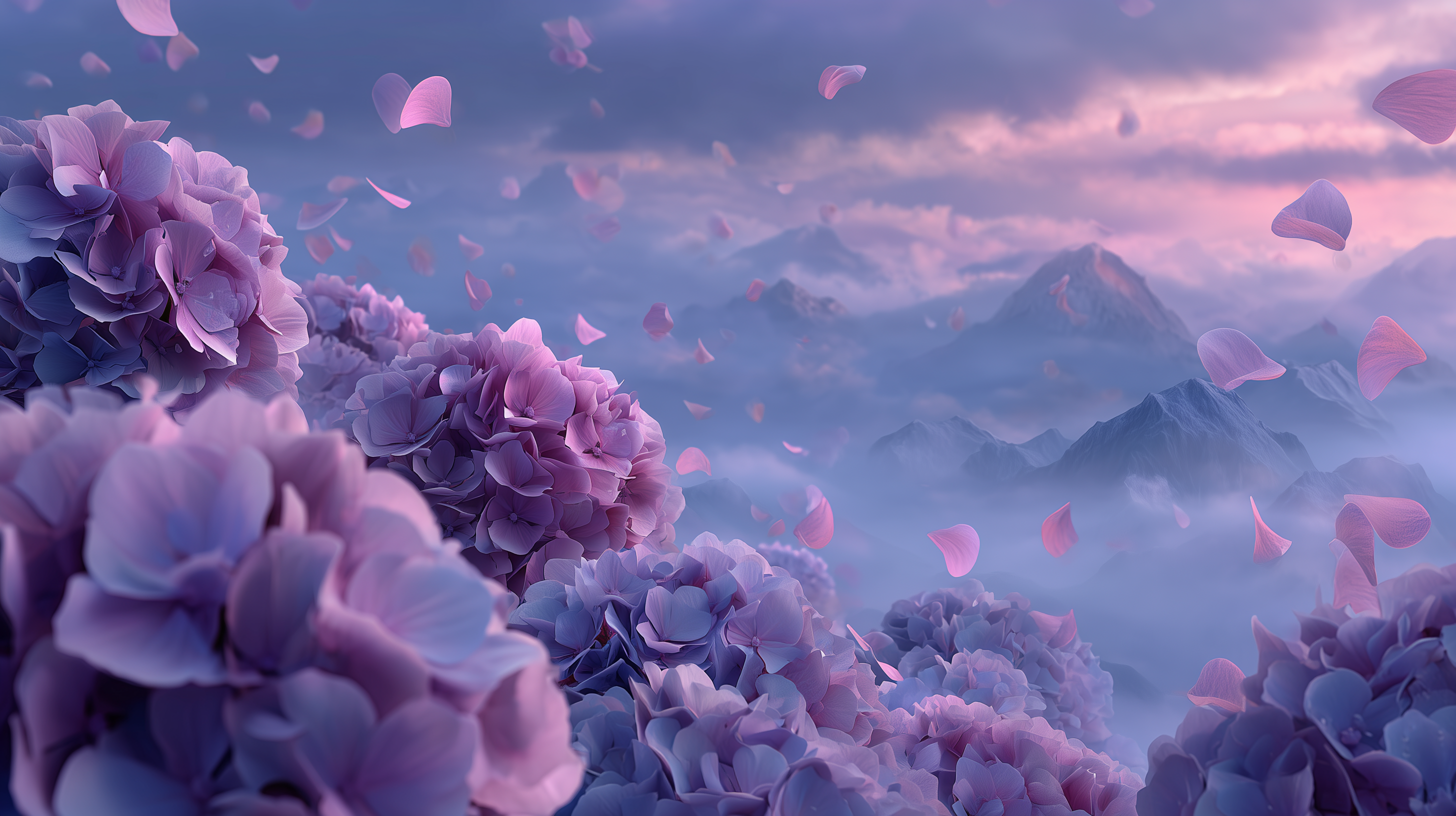 fond d'écran Hortensias 4k windows téléchargement gratuit