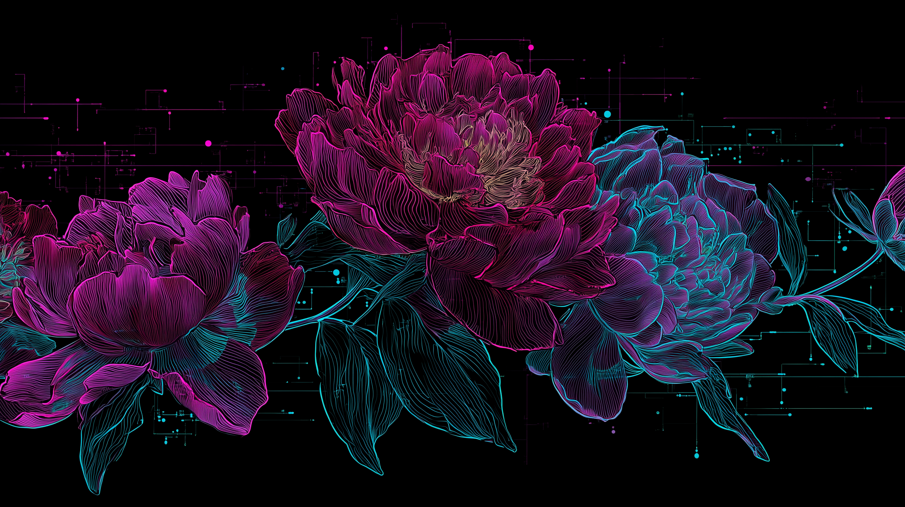 fond d'écran Pivoines ultrawide 2560x1080 téléchargement gratuit