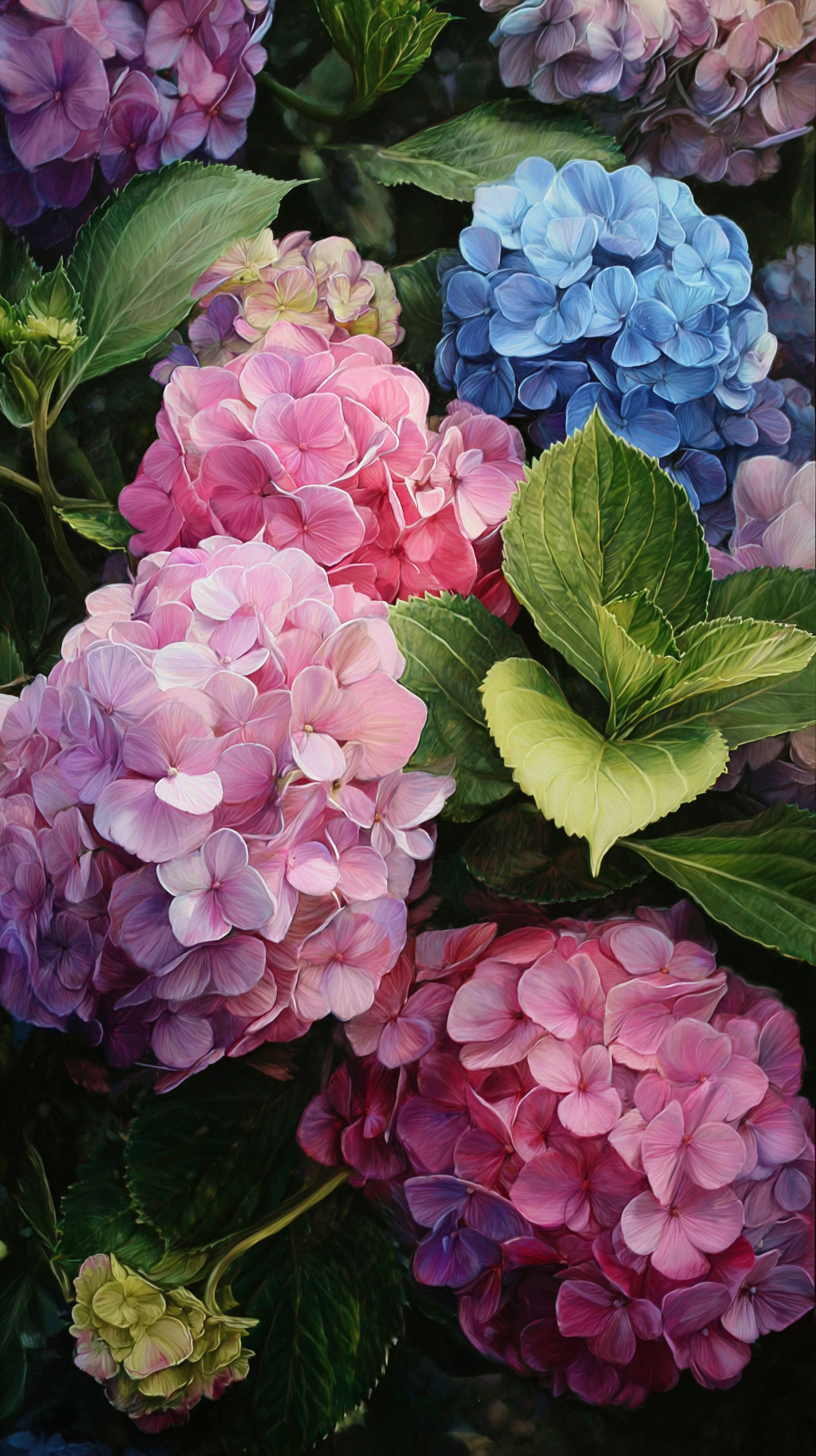 fond d'écran Hortensias iphone 16 pro max gratuit
