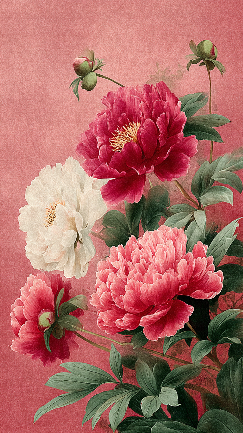 fond d'écran Pivoines xiaomi gratuit télécharger haute qualité
