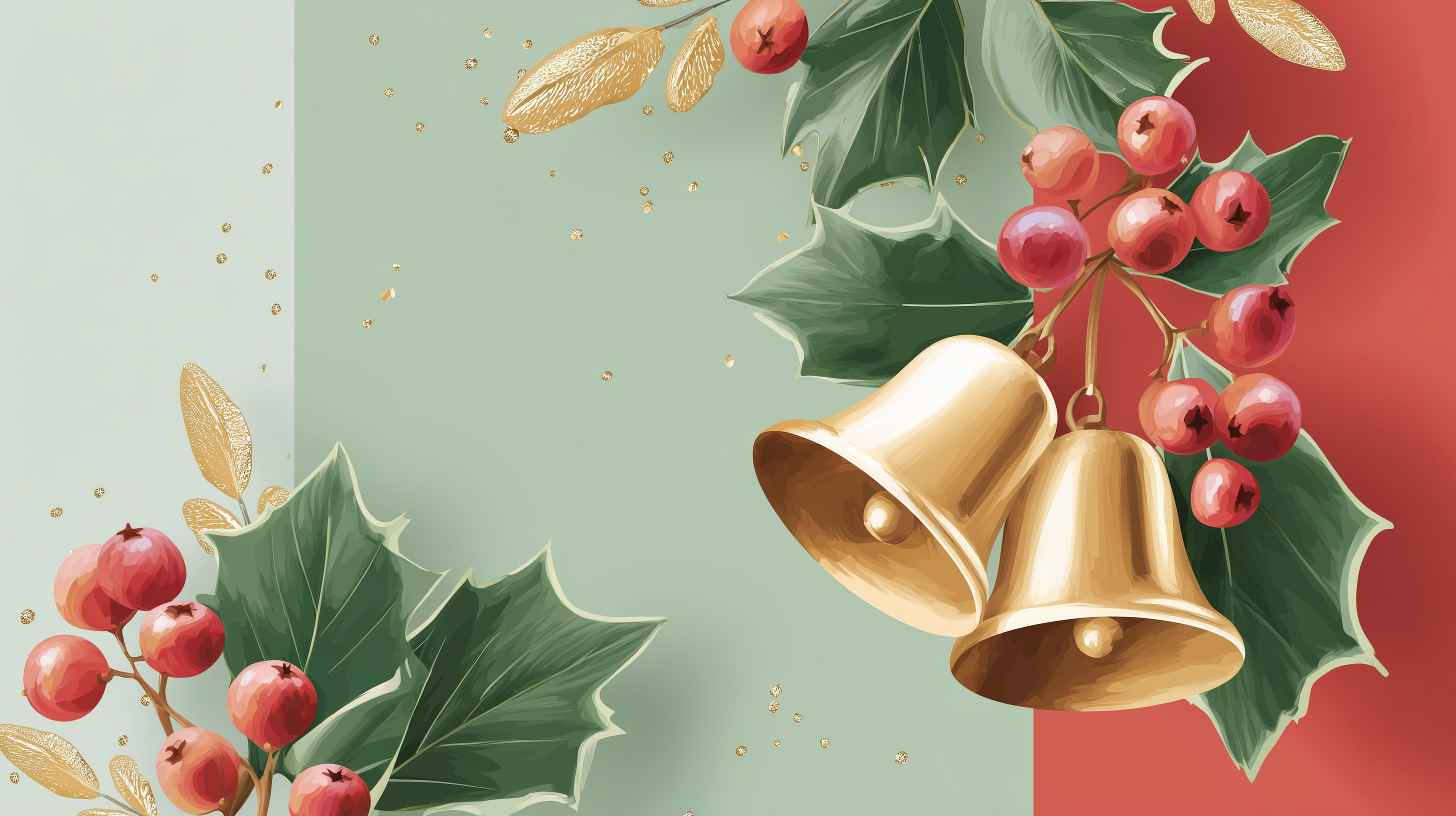 fond d'écran Cloches de Noël 3840 x 1080 téléchargement gratuit
