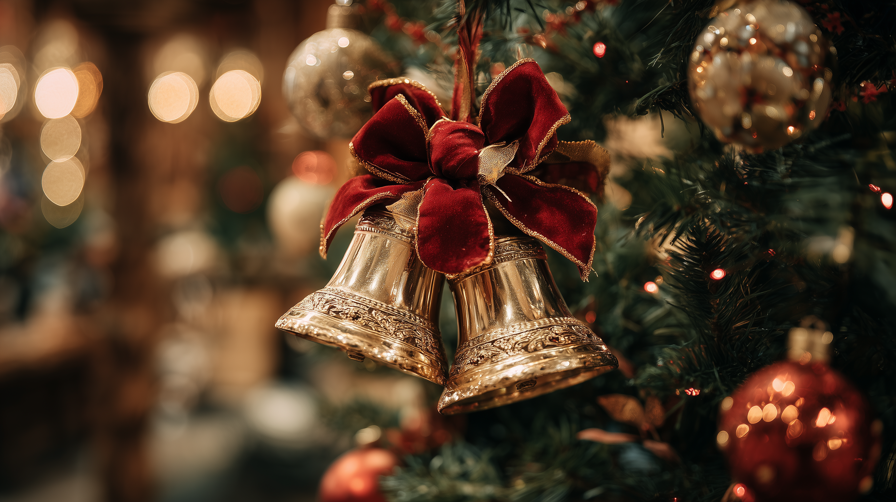 fond d'écran Cloches de Noël pc 4k 1920x1080 téléchargement gratuit