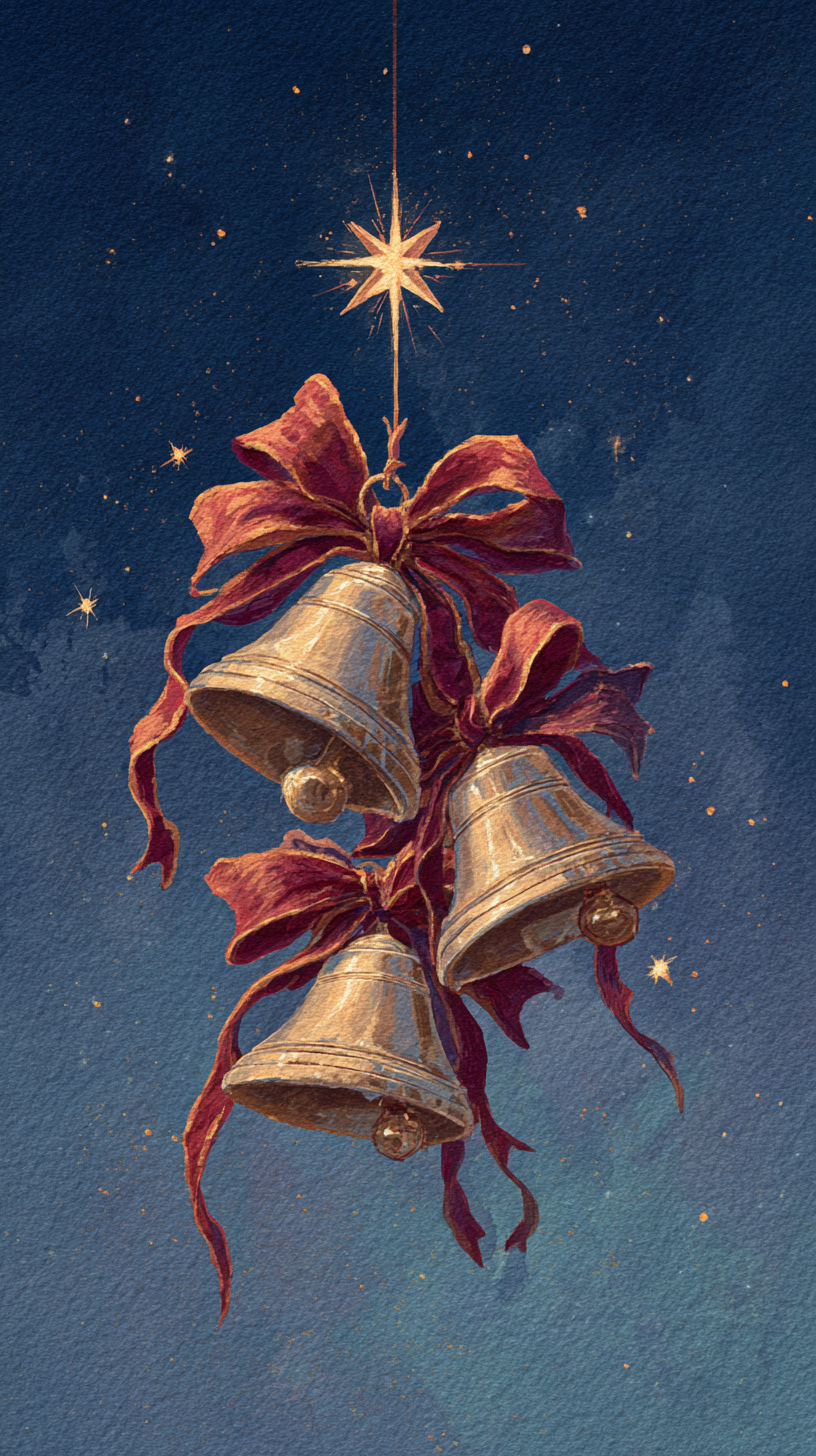 fond d'écran Cloches de Noël iphone 15 pro max 4k gratuit