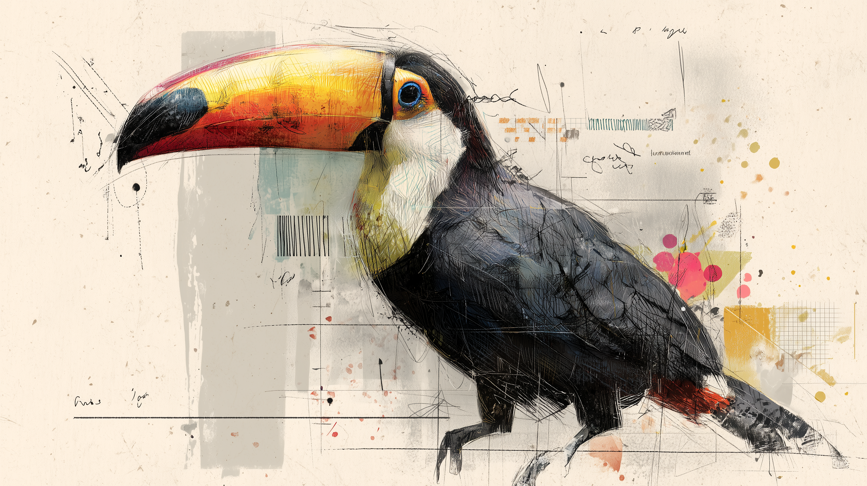 fond d'écran Toucan ultrawide 3440x1440 téléchargement gratuit