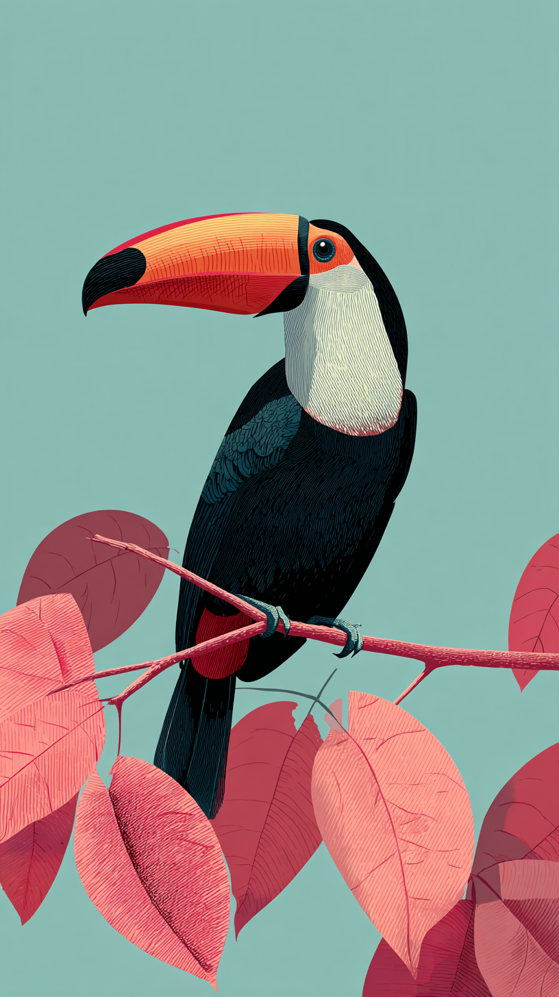 fond d'écran Toucan iphone 15 pro max 4k télécharger gratuit