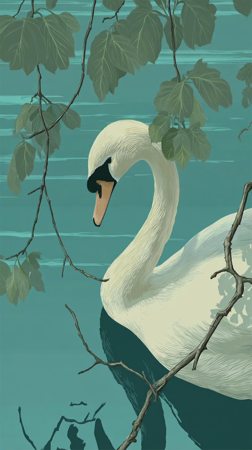 fond d'écran Cygne iphone 15 pro télécharger gratuit