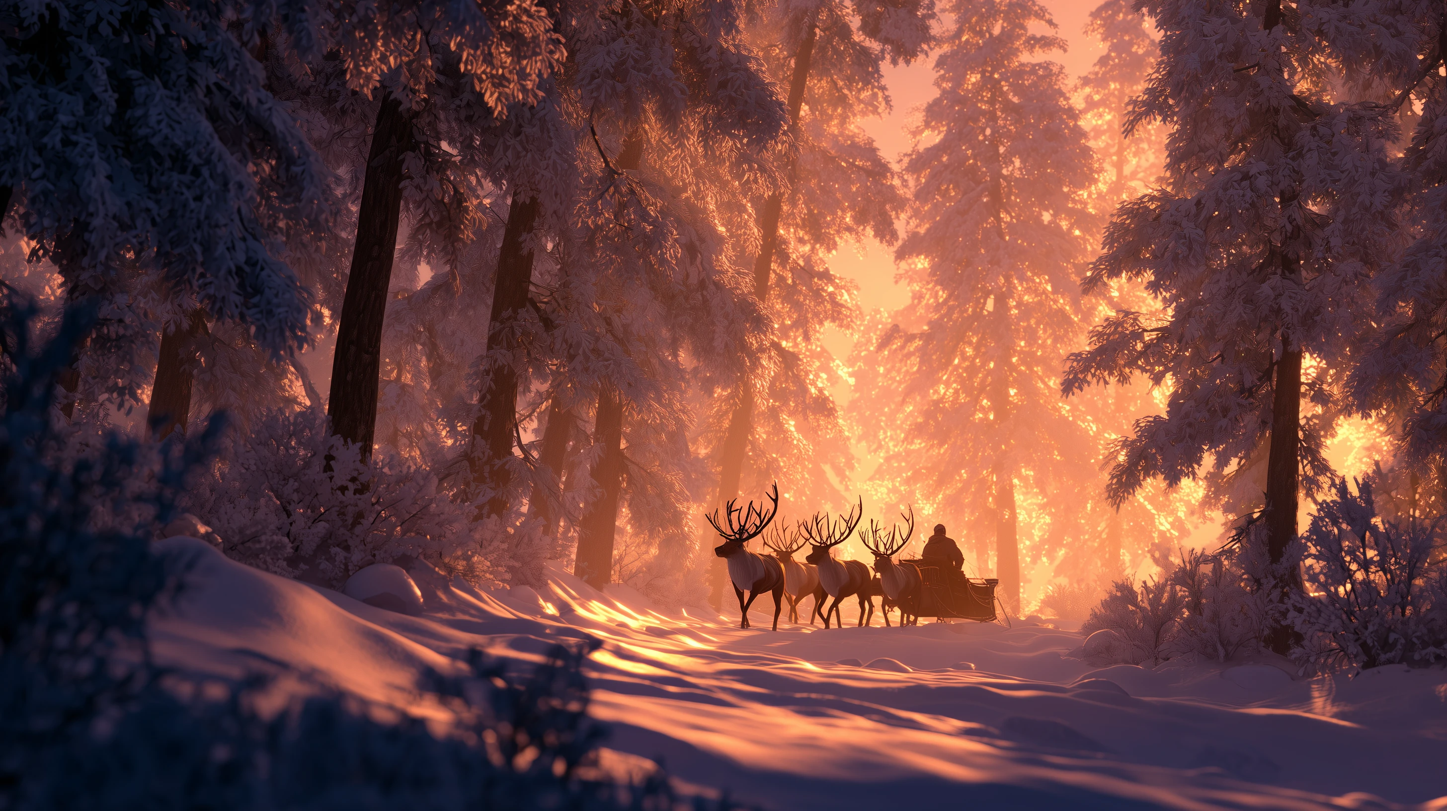 fond d'écran Père Noël updated 3840 x 1080 téléchargement gratuit