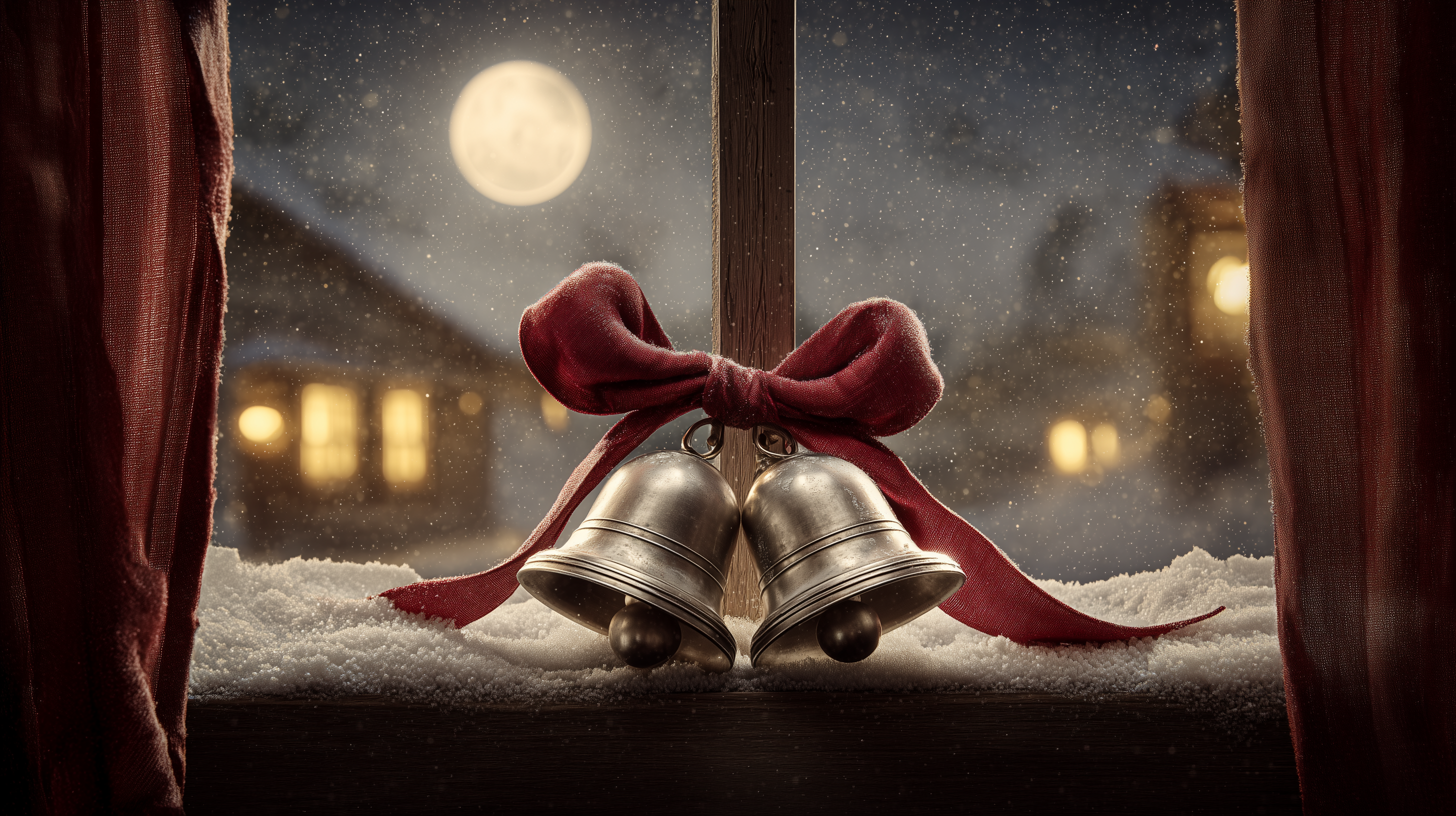 fond d'écran Cloches de Noël pc 3440x1440 téléchargement gratuit