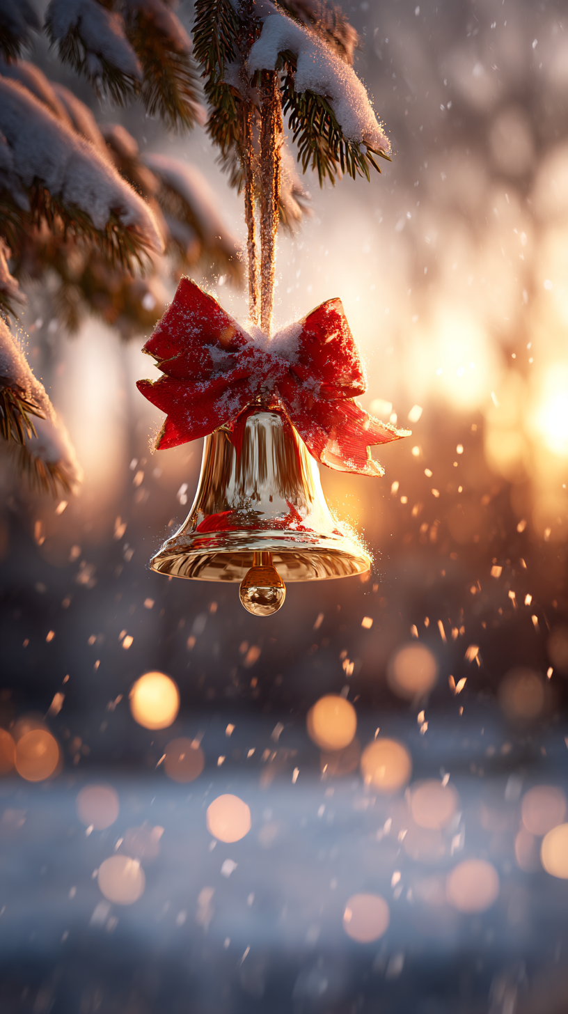 fond d'écran Cloches de Noël téléphone 4k gratuit