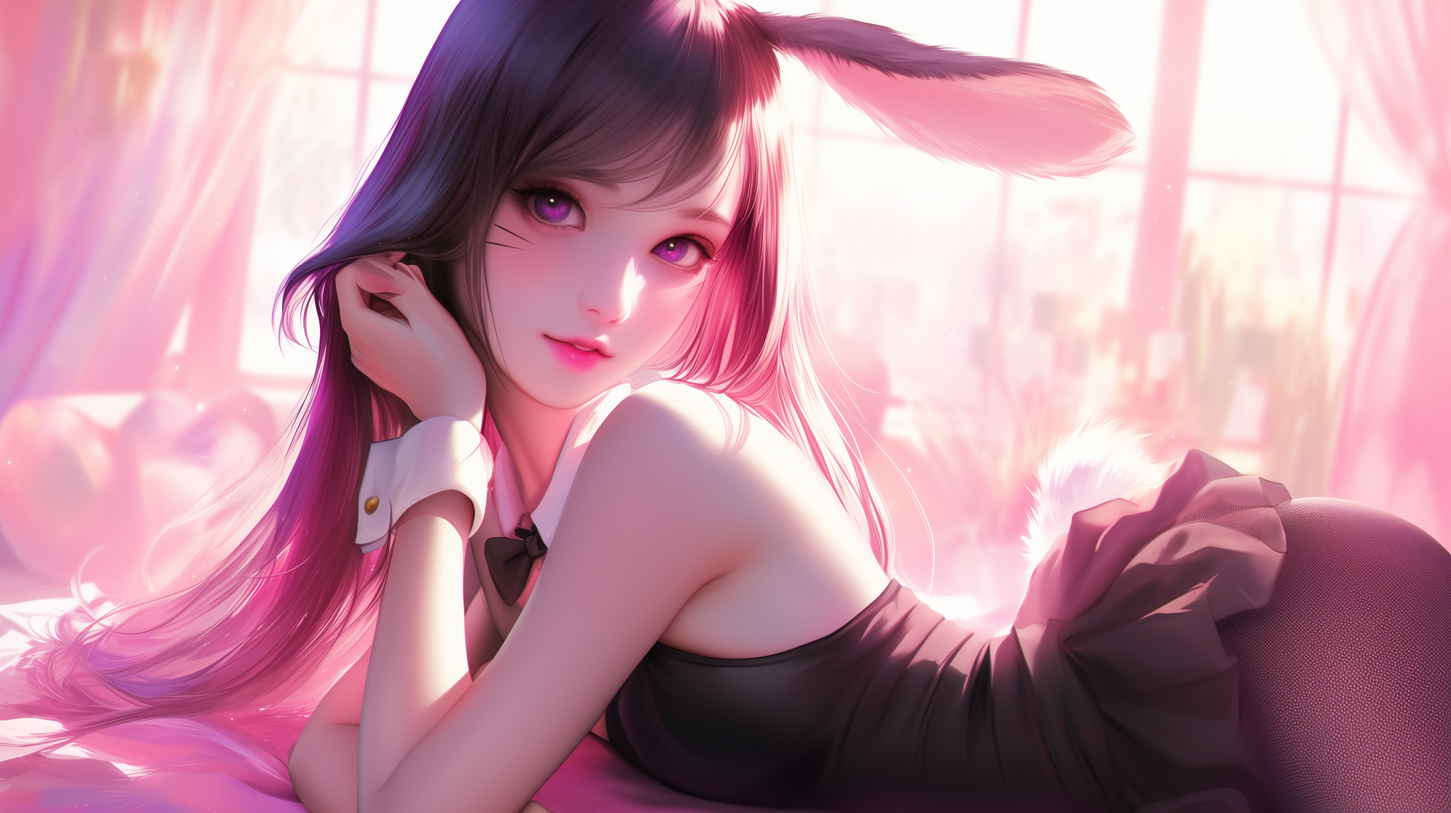 fond d'écran fille lapin 1920x1080 téléchargement gratuit