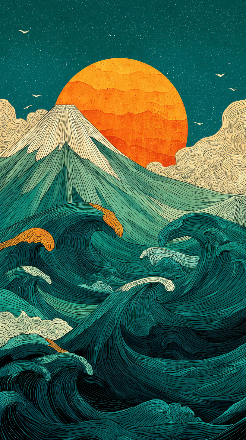 fond d'écran Mont Fuji iphone 15 pro gratuit