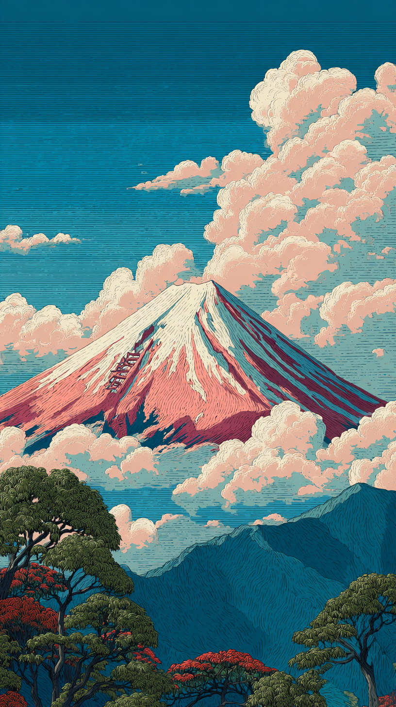 fond d'écran Mont Fuji iphone 14 pro max télécharger gratuit