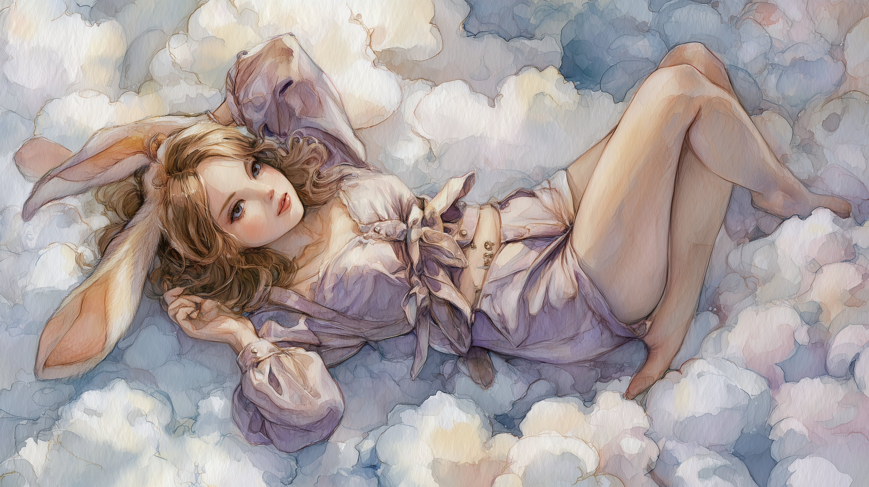 fond d'écran fille lapin ultra large téléchargement gratuit