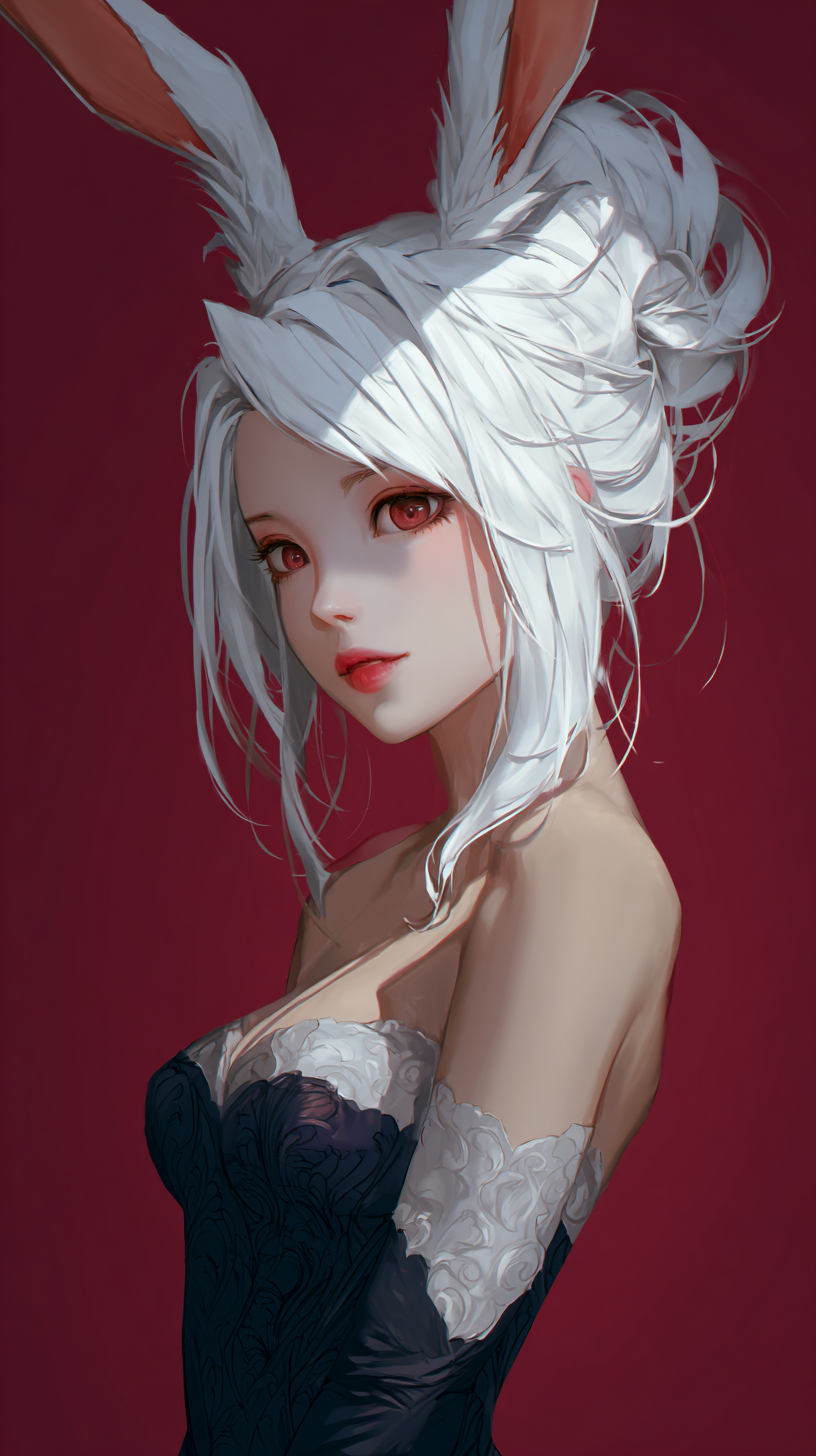 fond d'écran fille lapin téléphone 4k télécharger gratuit