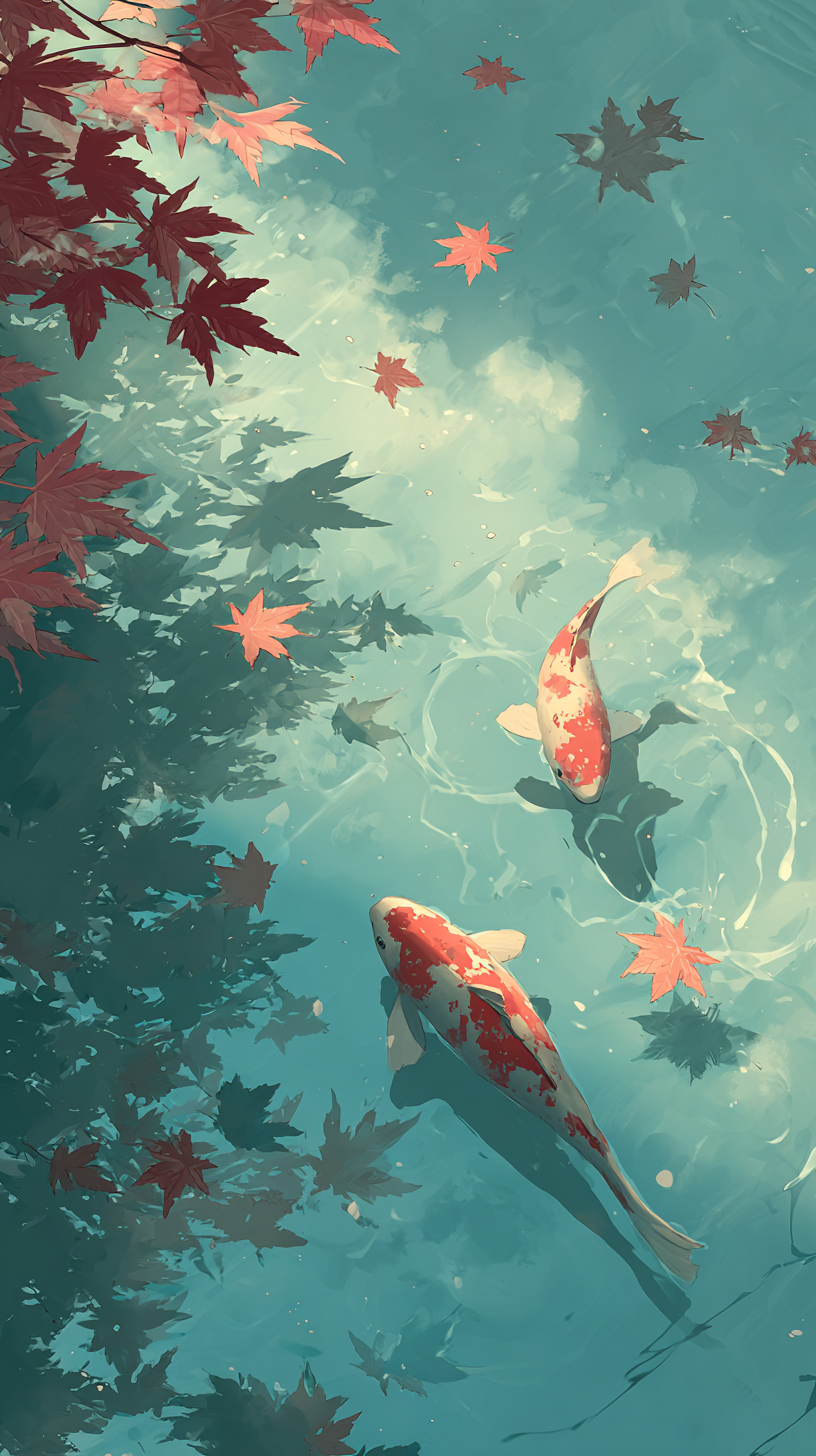 fond d'écran Koï iphone 15 pro max 4k gratuit