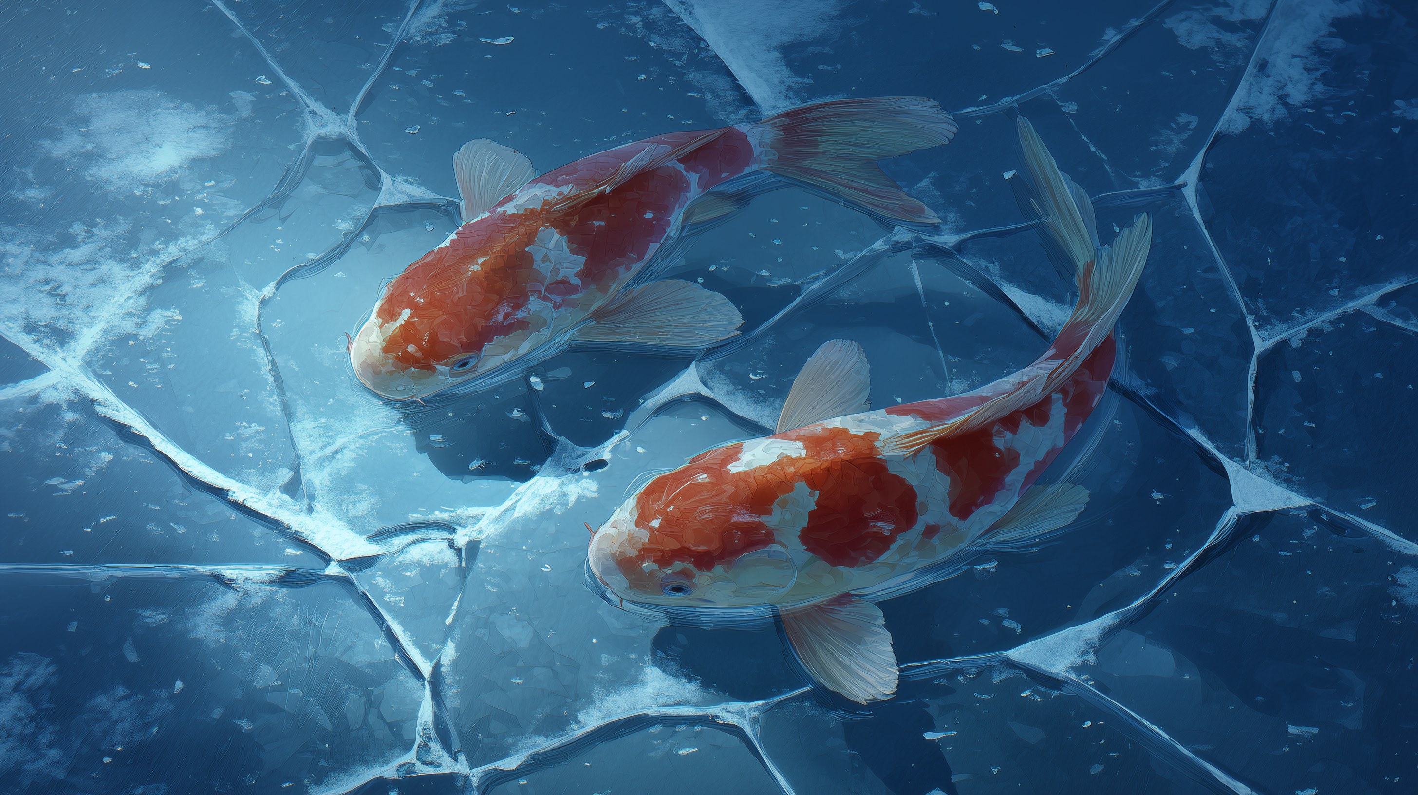 fond d'écran Koï pc 3440x1440 téléchargement gratuit