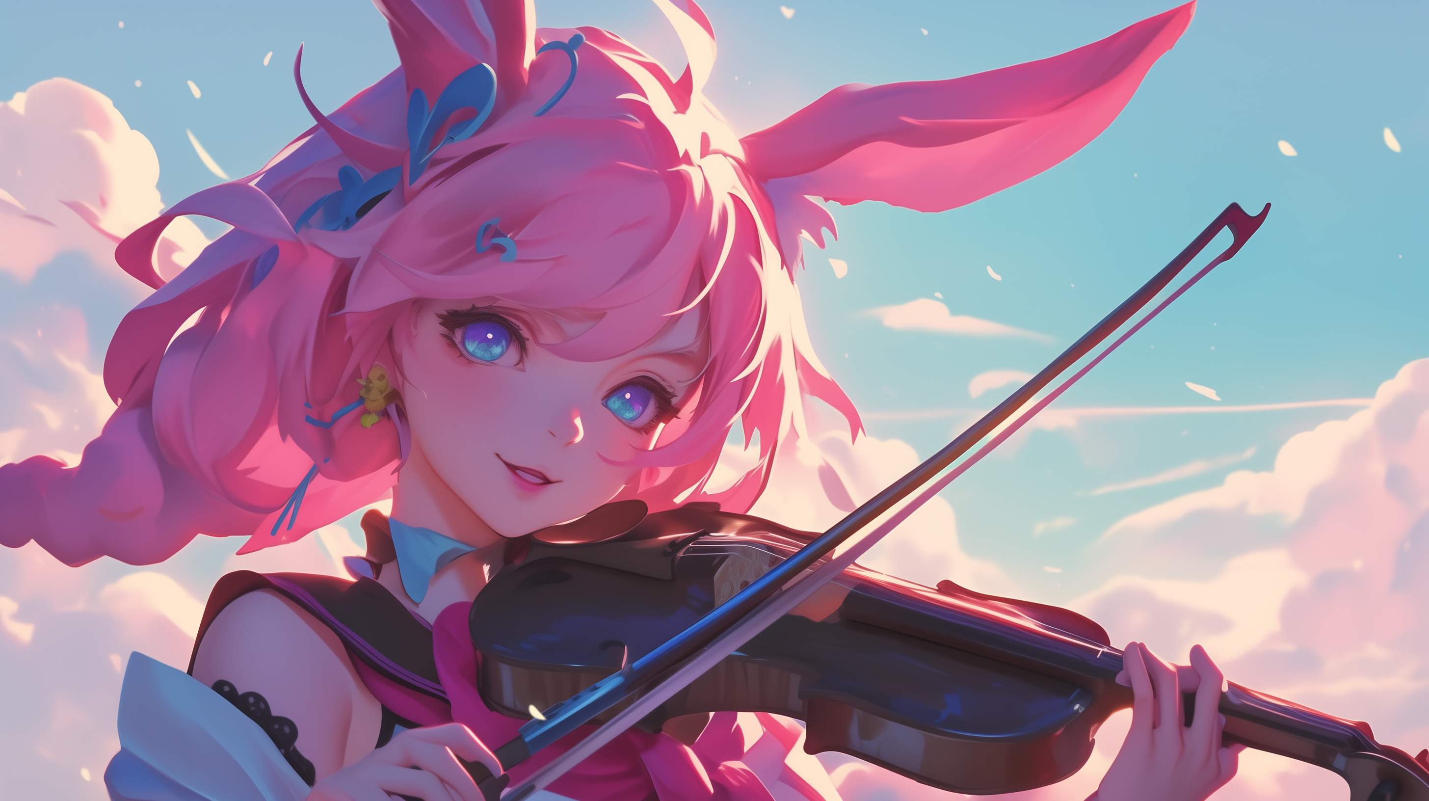 fond d'écran fille lapin 5120x1440 téléchargement gratuit