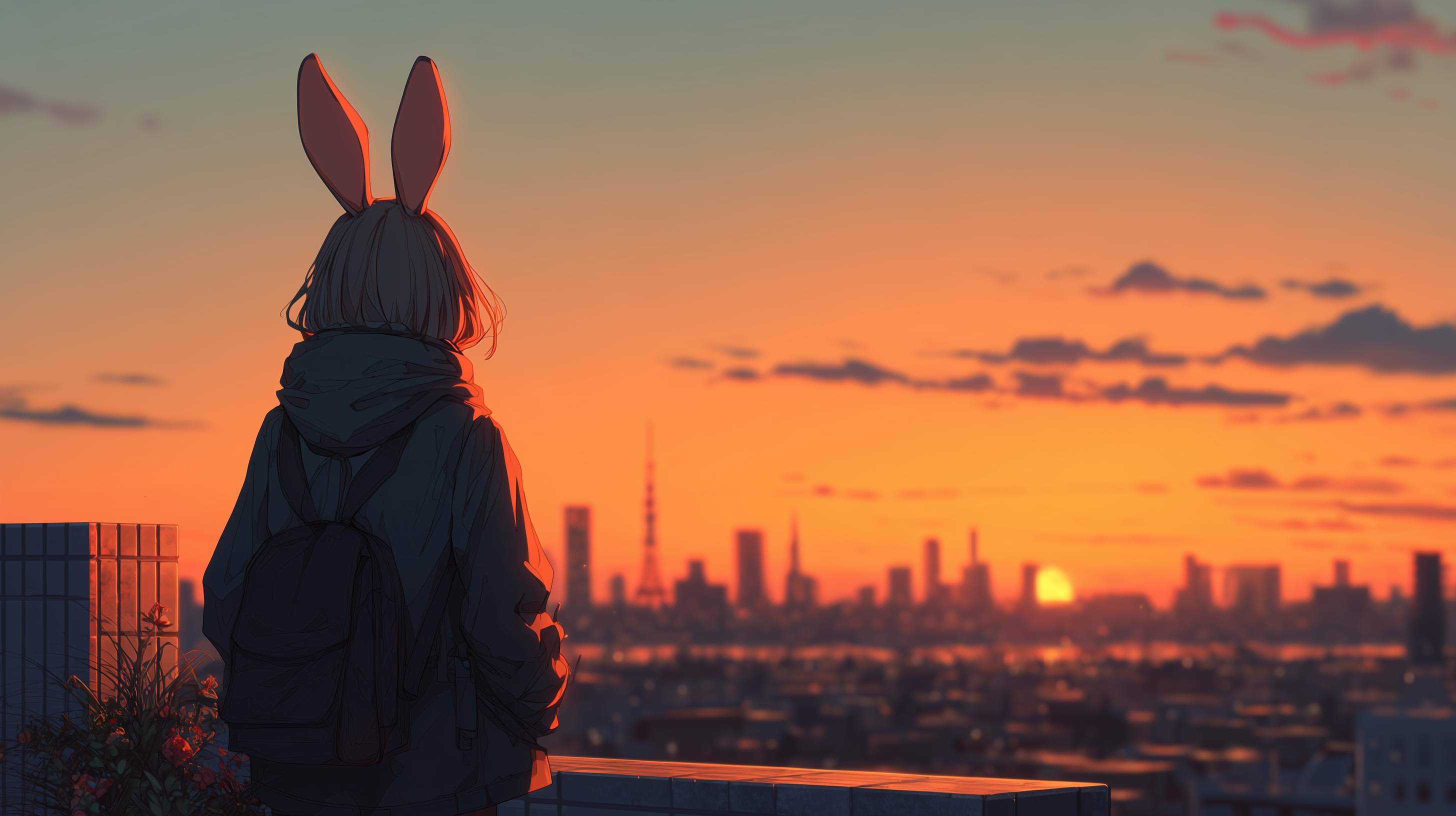 fond d'écran fille lapin windows 10 1920x1080 téléchargement gratuit