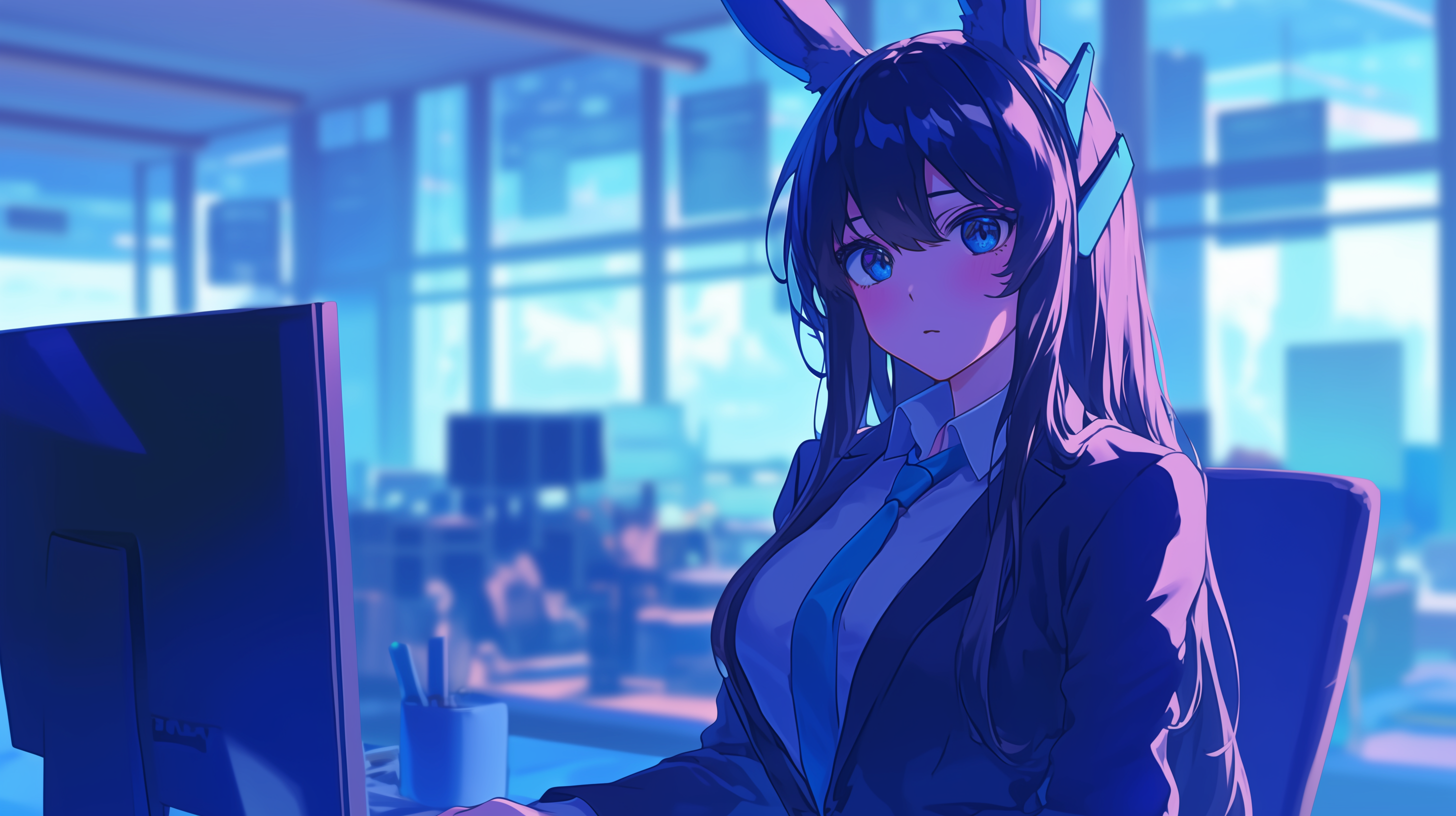 fond d'écran fille lapin hp 4k téléchargement gratuit