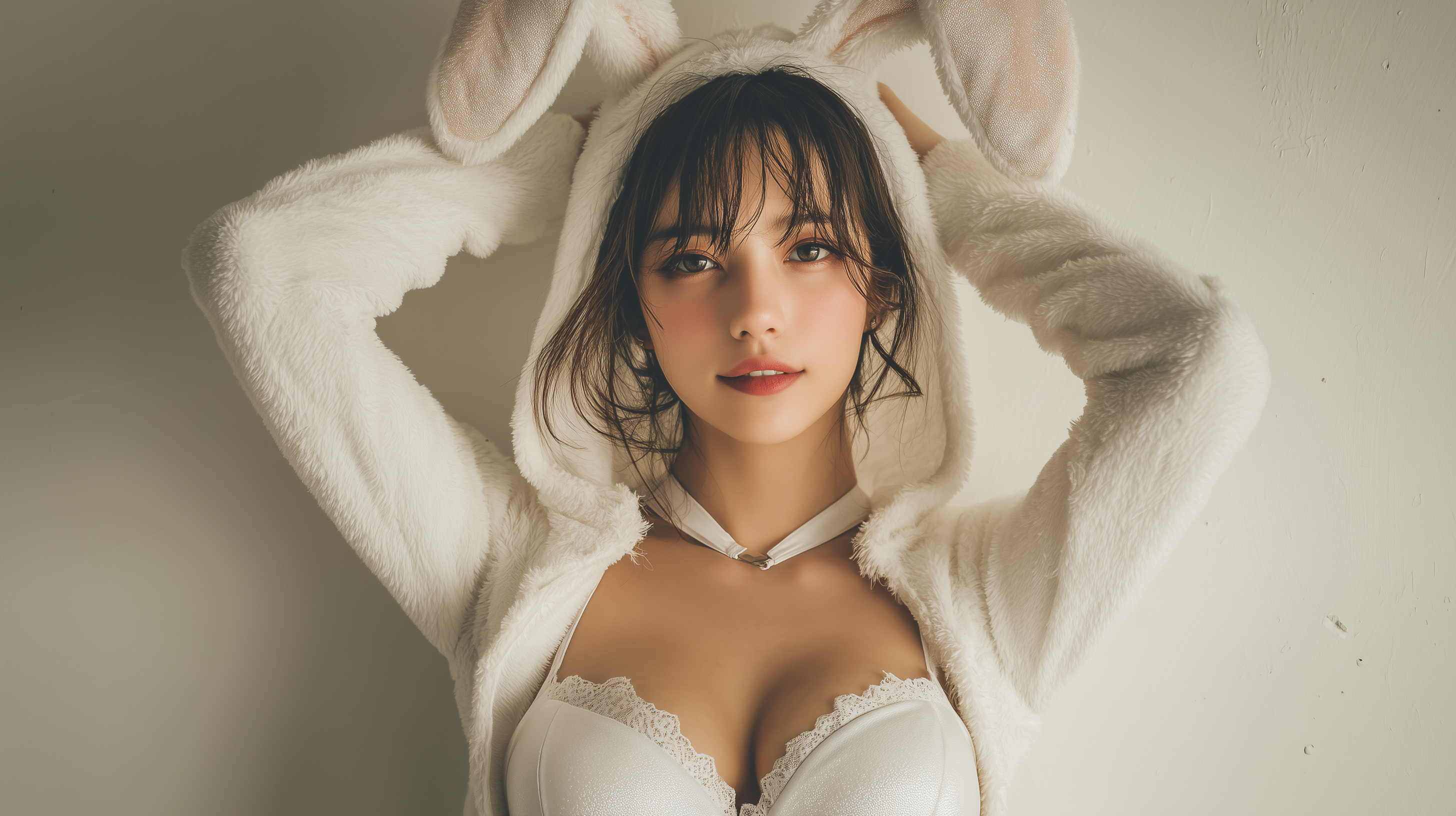 fond d'écran fille lapin 4k pc téléchargement gratuit