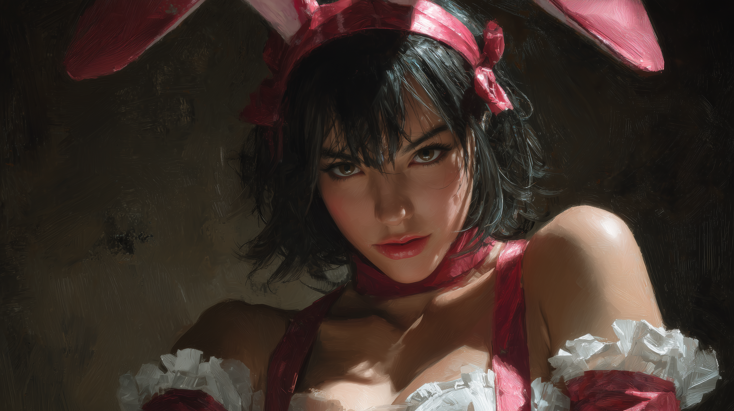 fond d'écran fille lapin 2560x1440 téléchargement gratuit
