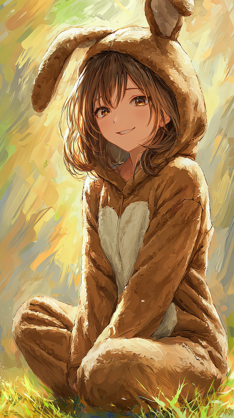 fond d'écran fille lapin téléphone Motorola télécharger gratuit