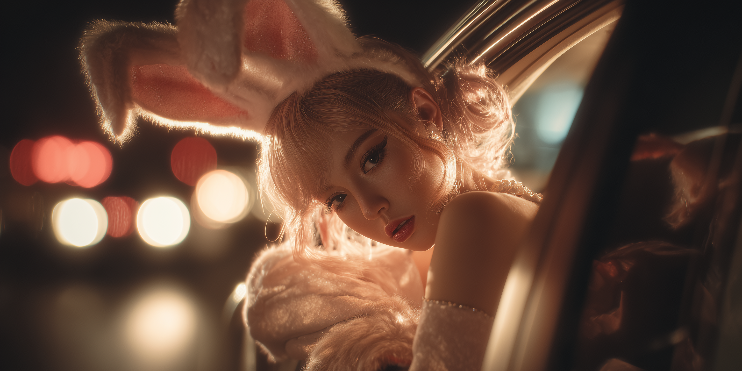 fond d'écran fille lapin 5120x2880 téléchargement gratuit