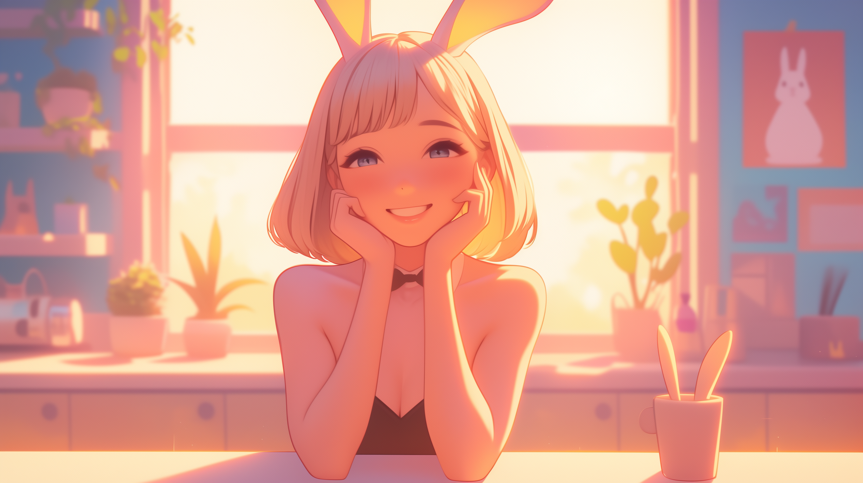 fond d'écran fille lapin pc hd téléchargement gratuit