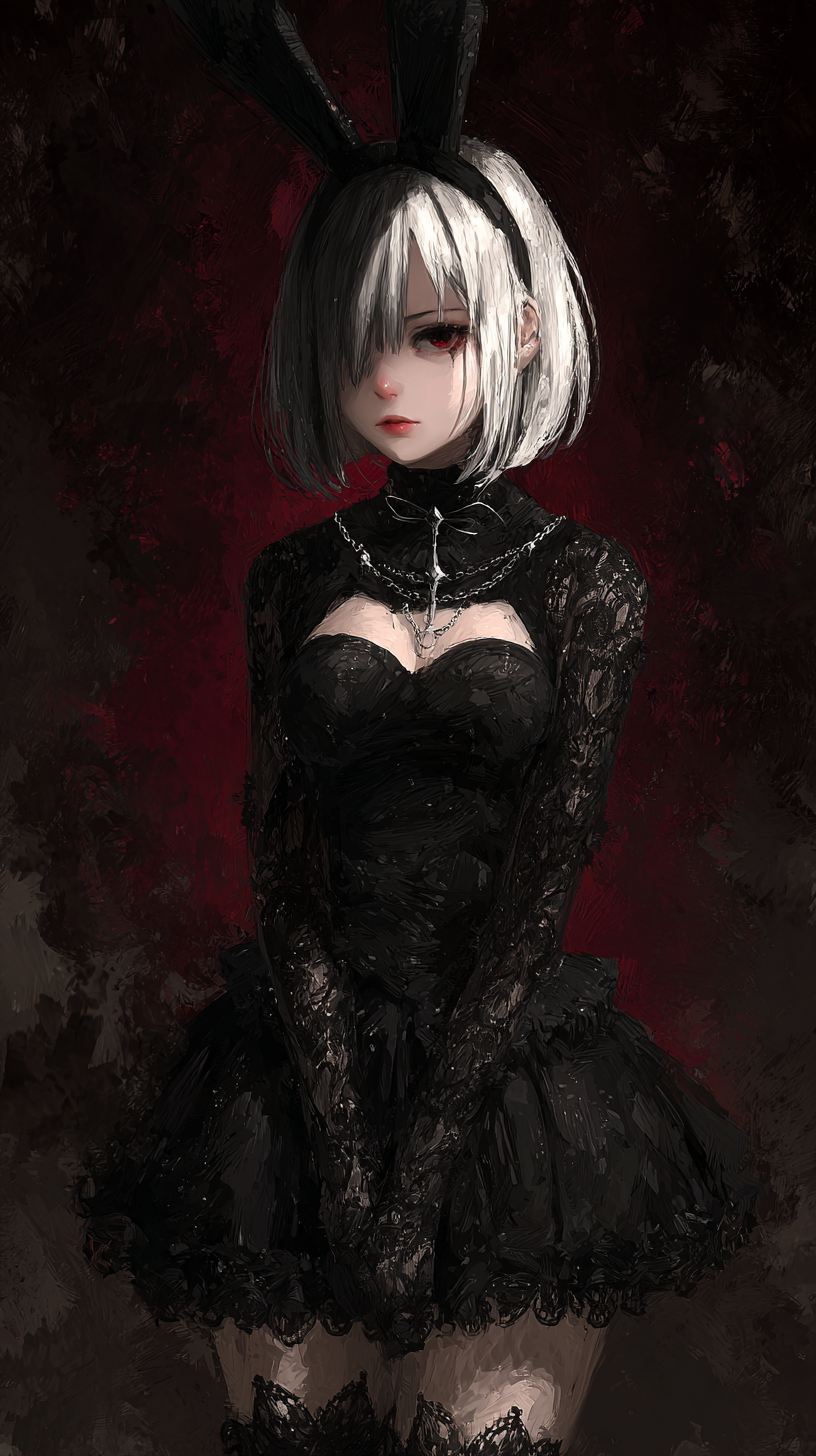 fond d'écran fille lapin iphone xr gratuit