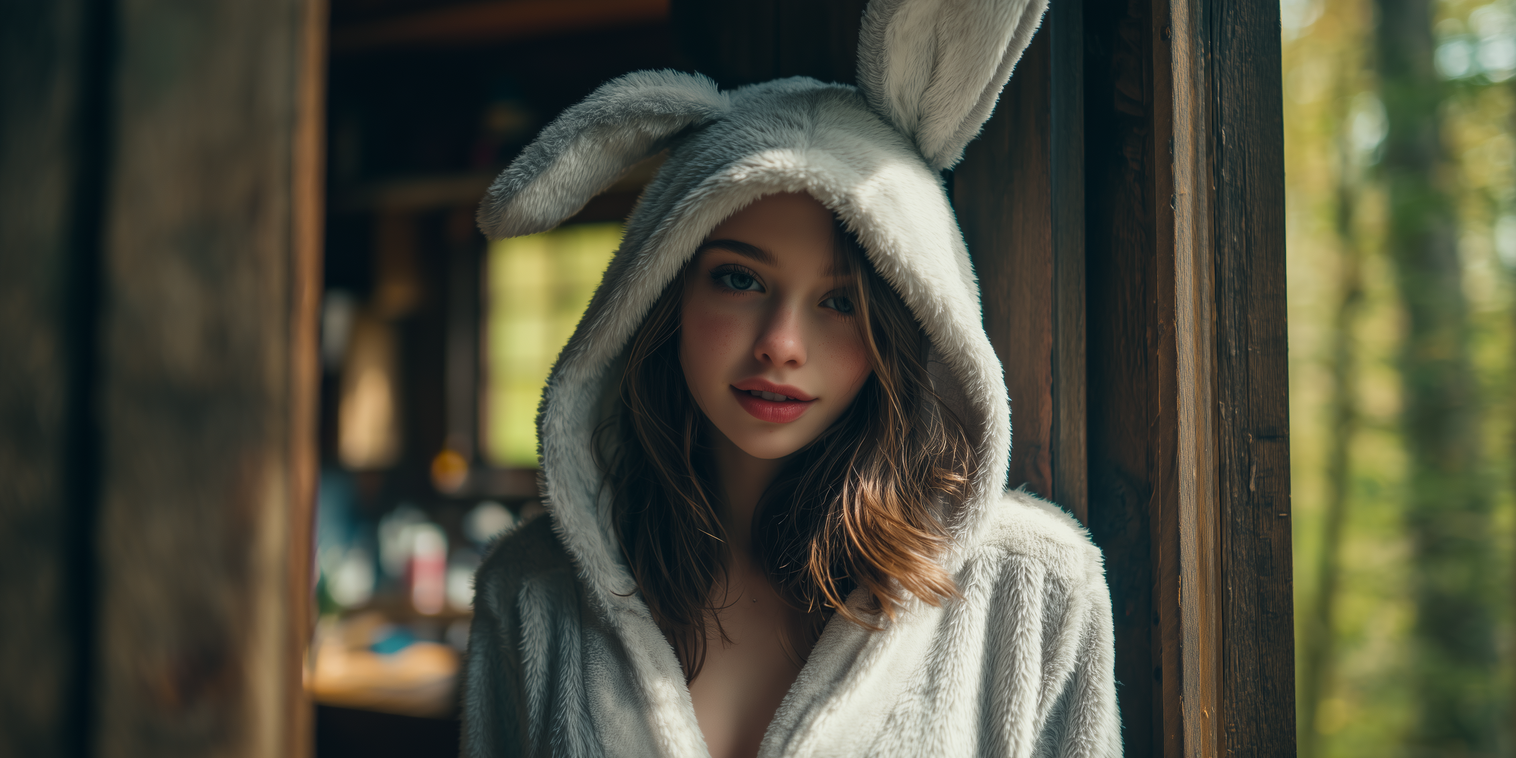 fond d'écran fille lapin 2560x1080 téléchargement gratuit