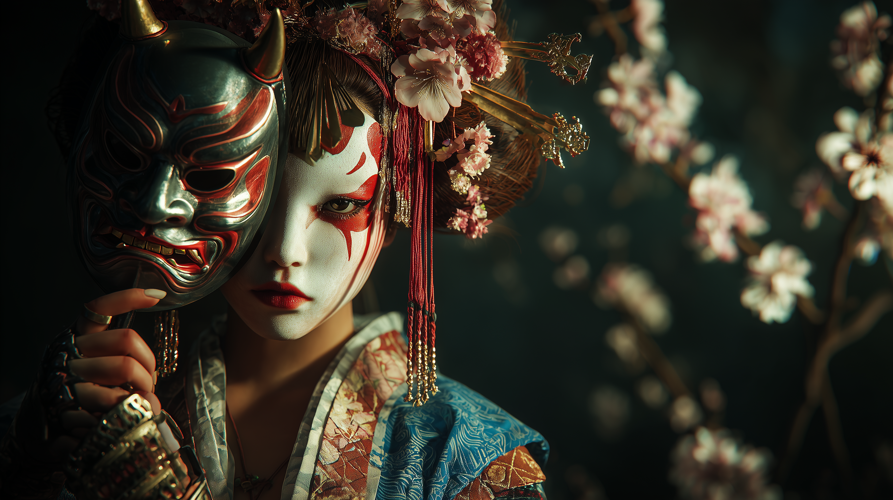fond d'écran Masque japonais 2560x1440 hd téléchargement gratuit