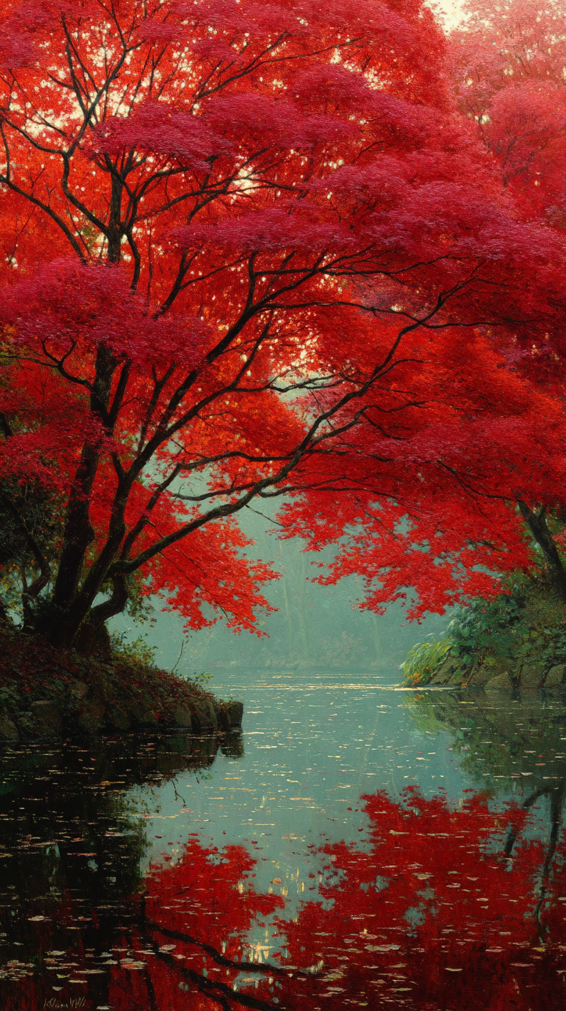 fond d'écran coloriage Érable rouge téléphone Oppo gratuit