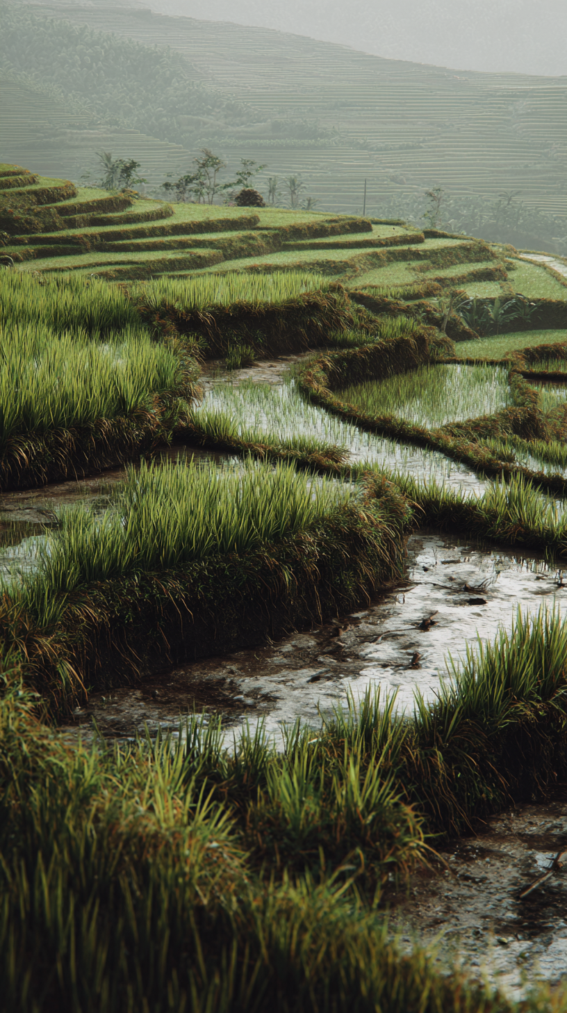 fond d'écran Rizière iphone 15 4k télécharger gratuit